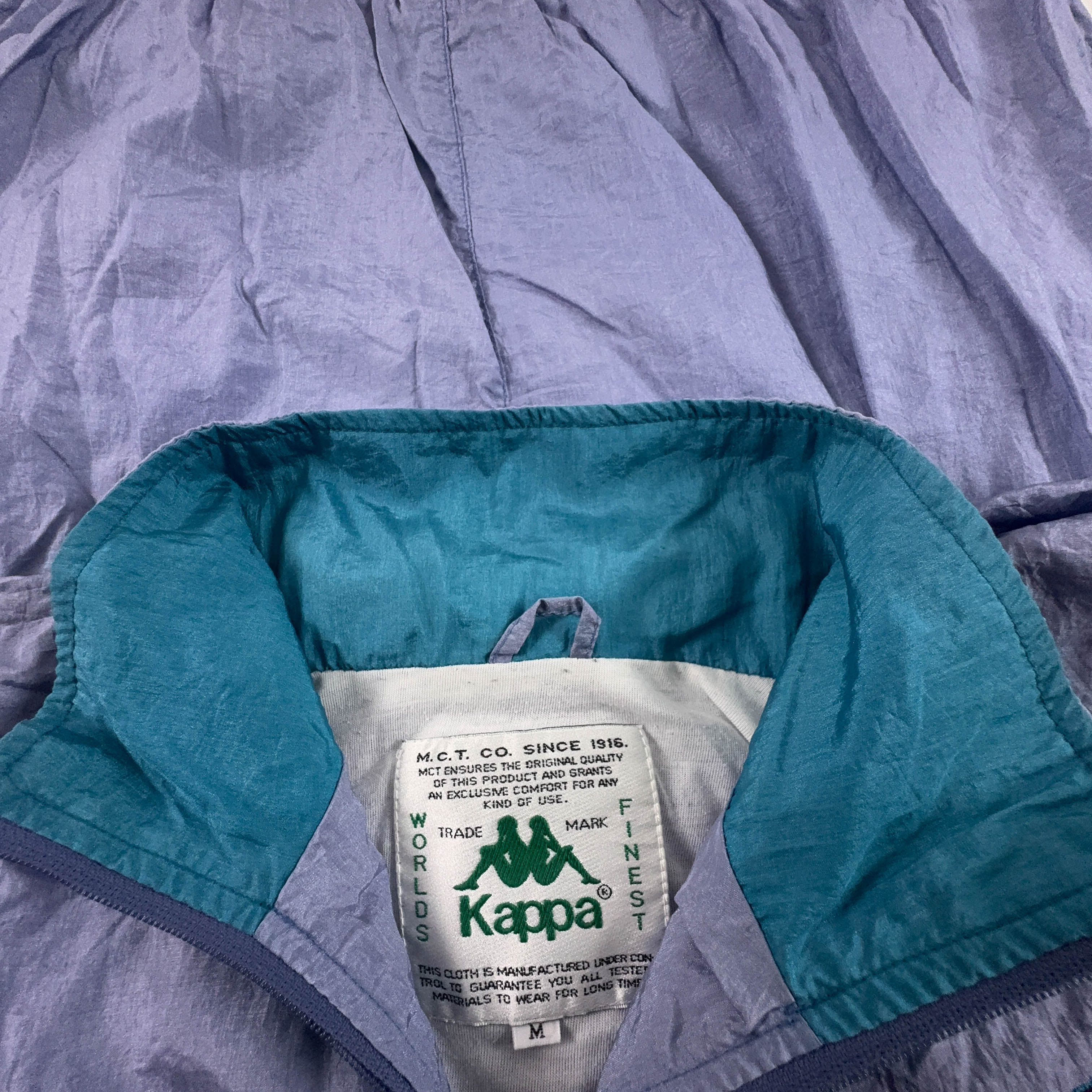 Giacca a vento Kappa Vintage lillà con zip e ricamo anni 80 90  - Taglia M uomo