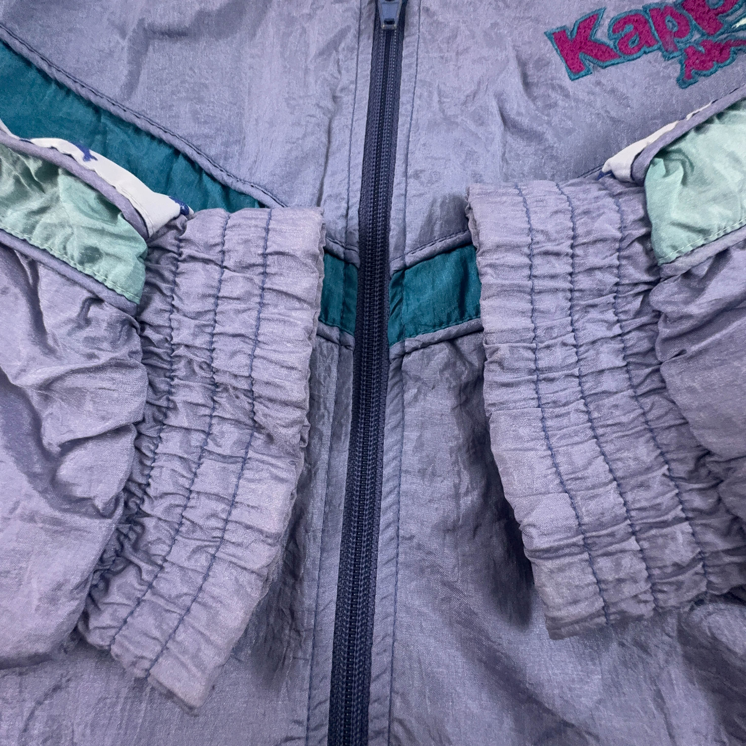 Giacca a vento Kappa Vintage lillà con zip e ricamo anni 80 90  - Taglia M uomo