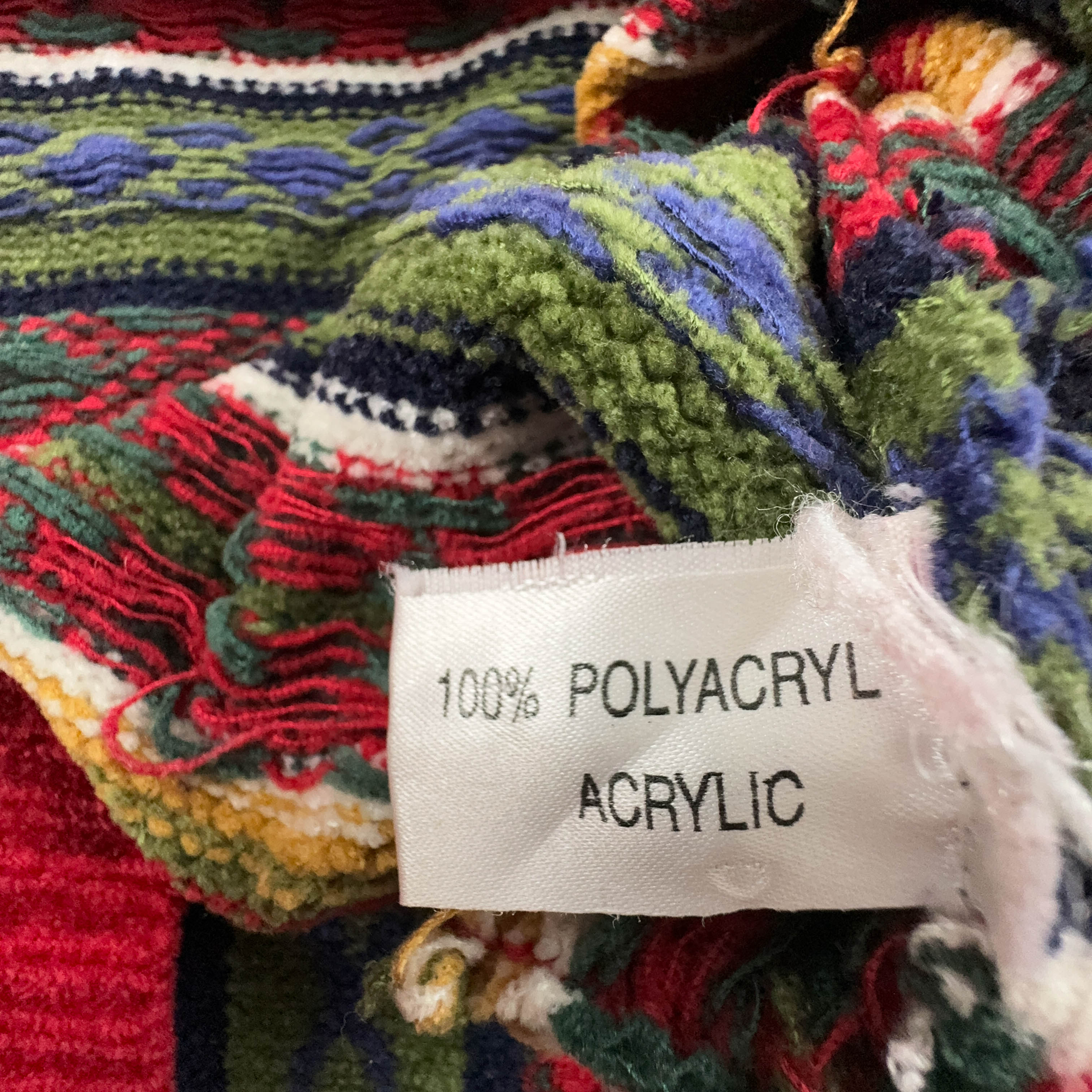 Vintage Red Striped 100% Acrylic Crew Neck Sweater - Size L/XL Men