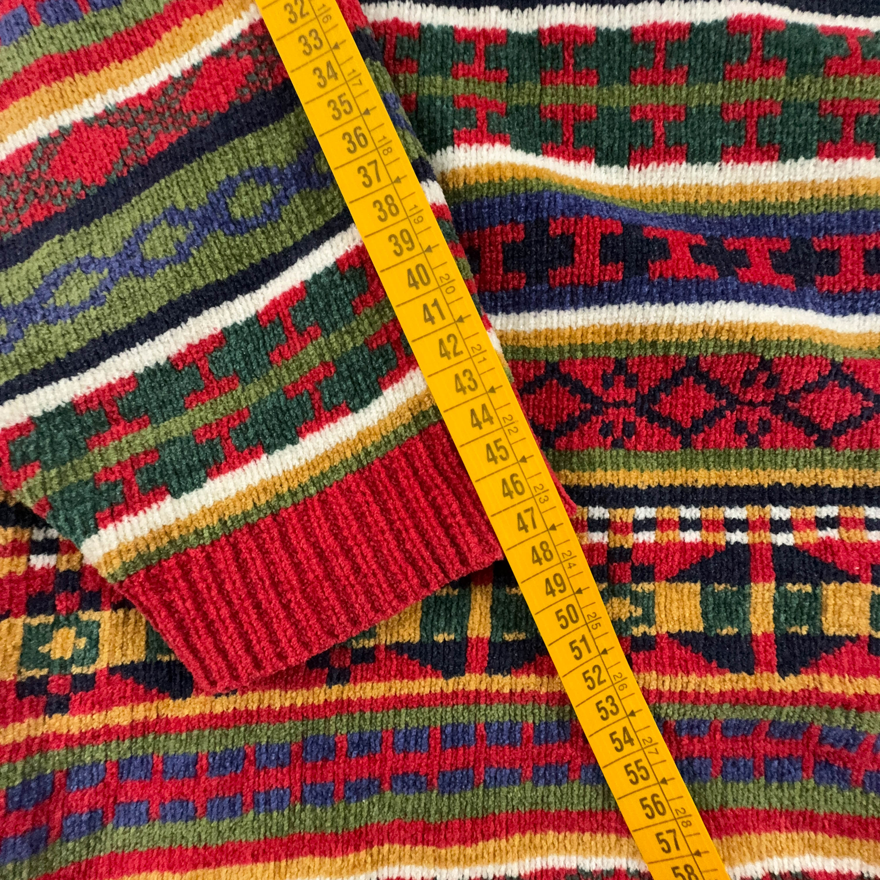 Vintage Red Striped 100% Acrylic Crew Neck Sweater - Size L/XL Men