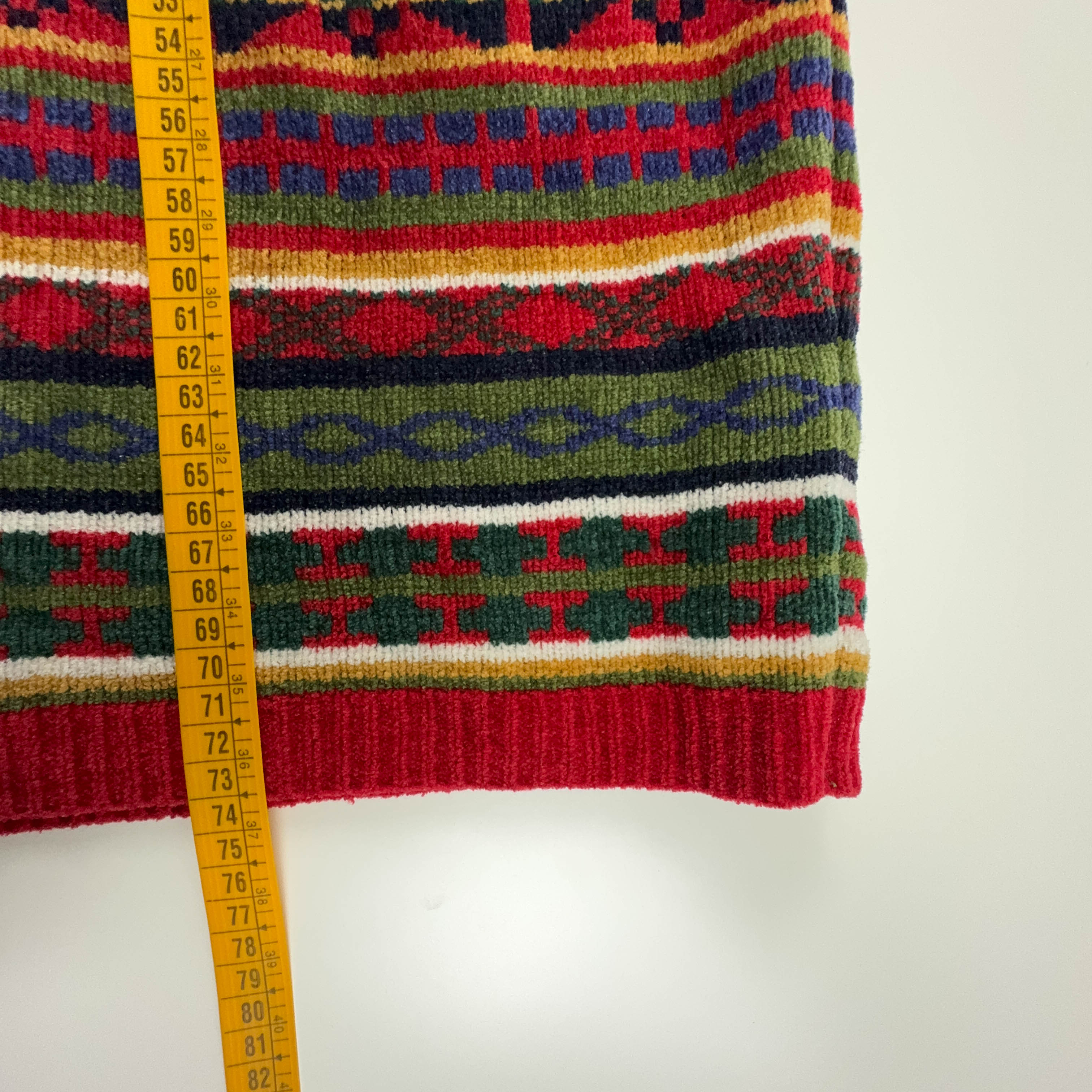 Vintage Red Striped 100% Acrylic Crew Neck Sweater - Size L/XL Men