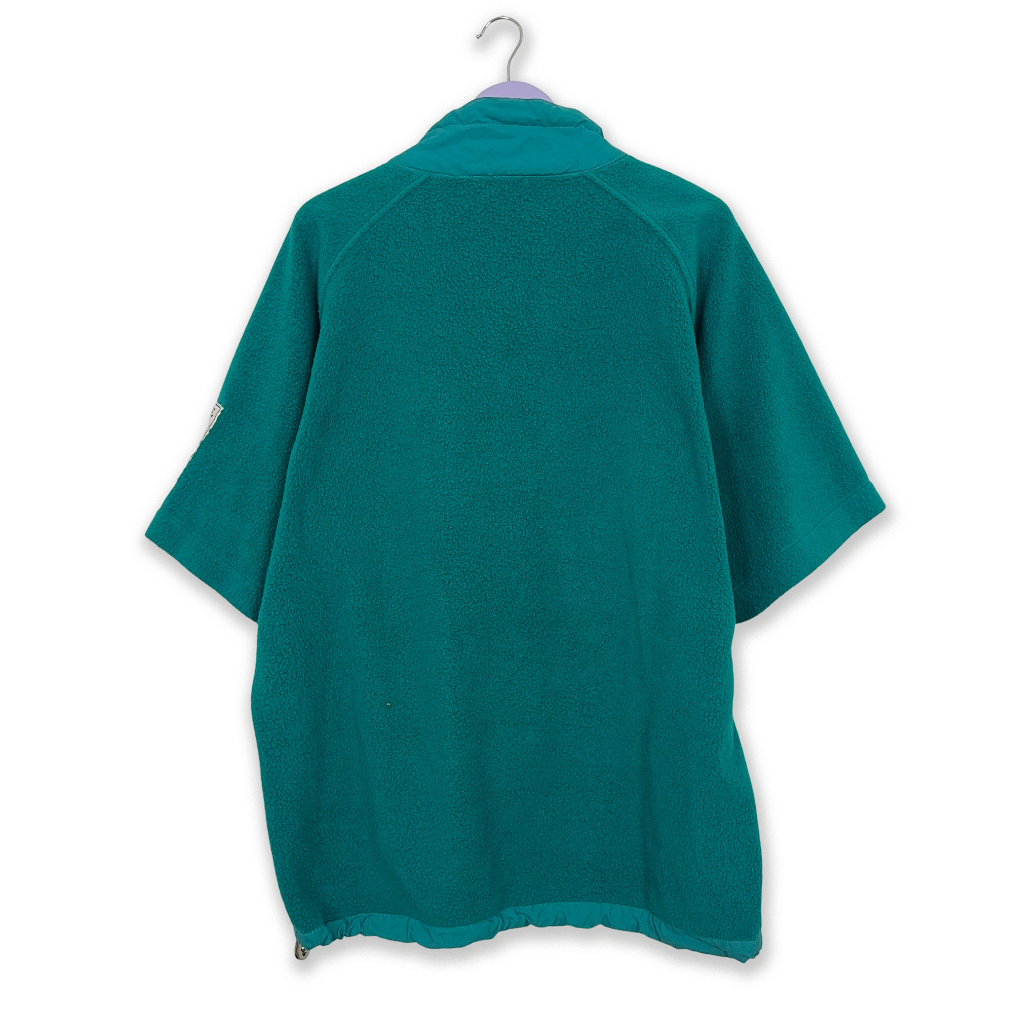 Vintage Green 80's Zip Up Half Sleeve Fleece - Size XL Men