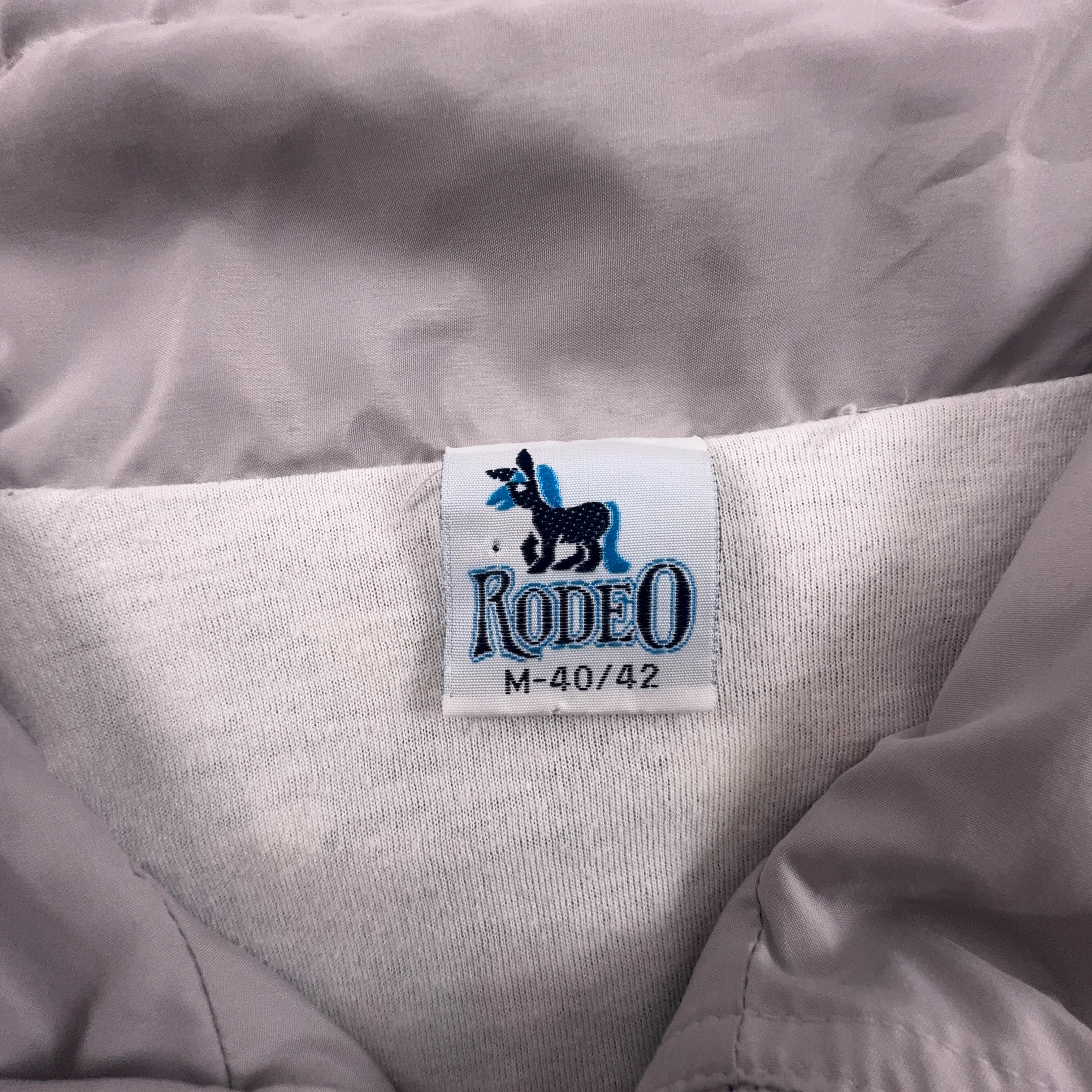 Giacca a vento Rodeo Vintage grigia e bianca con fantasia anni 80 90 - Taglia 40/42 uomo