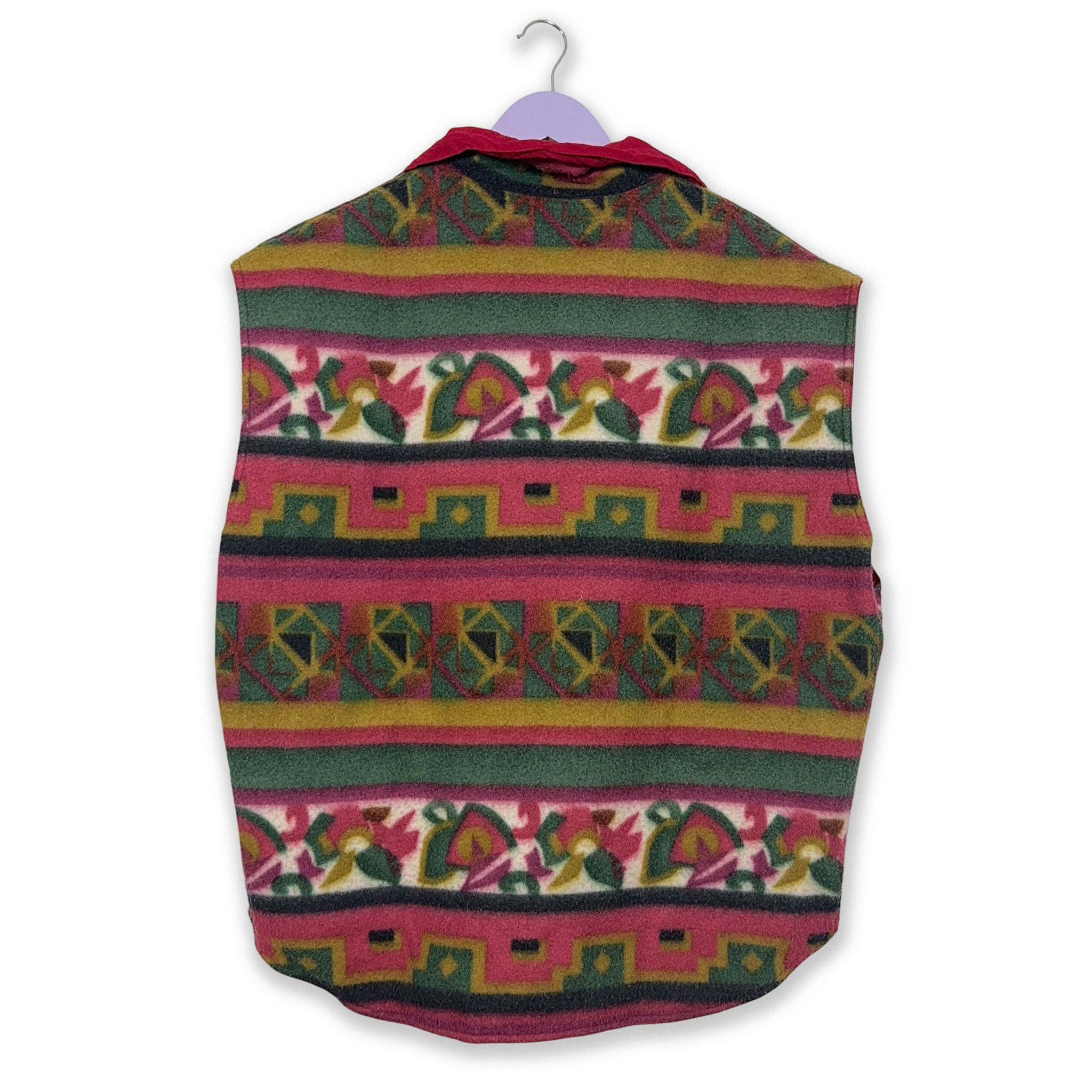 Vintage double-face sleeveless fleece with 80s pattern - Size L men