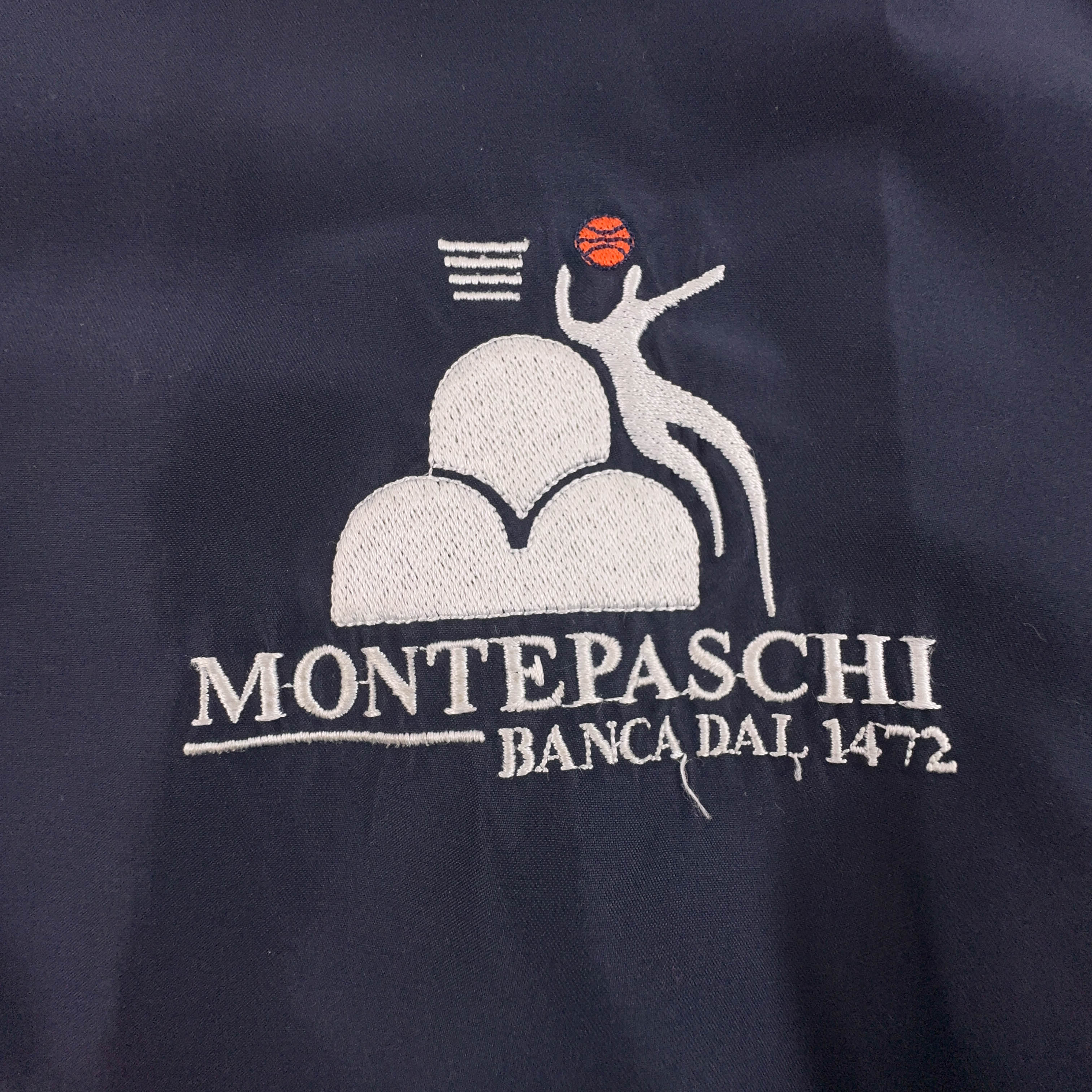 Giacca a vento Champion Vintage blu e bianca con zip anni 80 90 - Taglia M/L uomo
