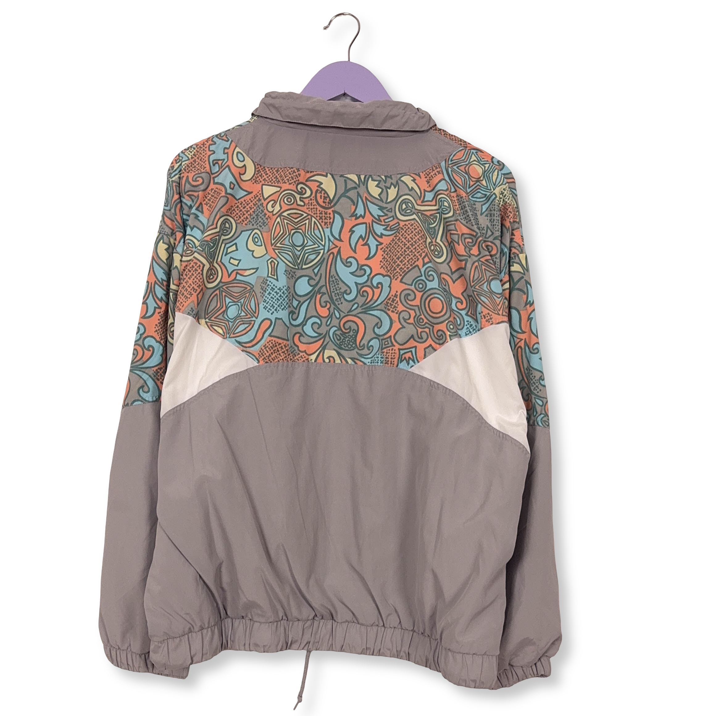 Giacca a vento Rodeo Vintage grigia e bianca con fantasia anni 80 90 - Taglia 40/42 uomo