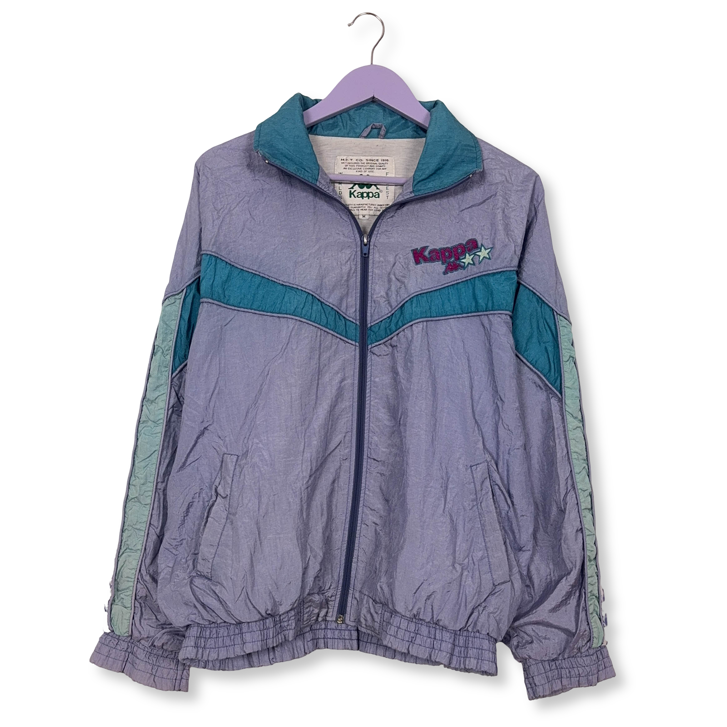 Giacca a vento Kappa Vintage lillà con zip e ricamo anni 80 90  - Taglia M uomo