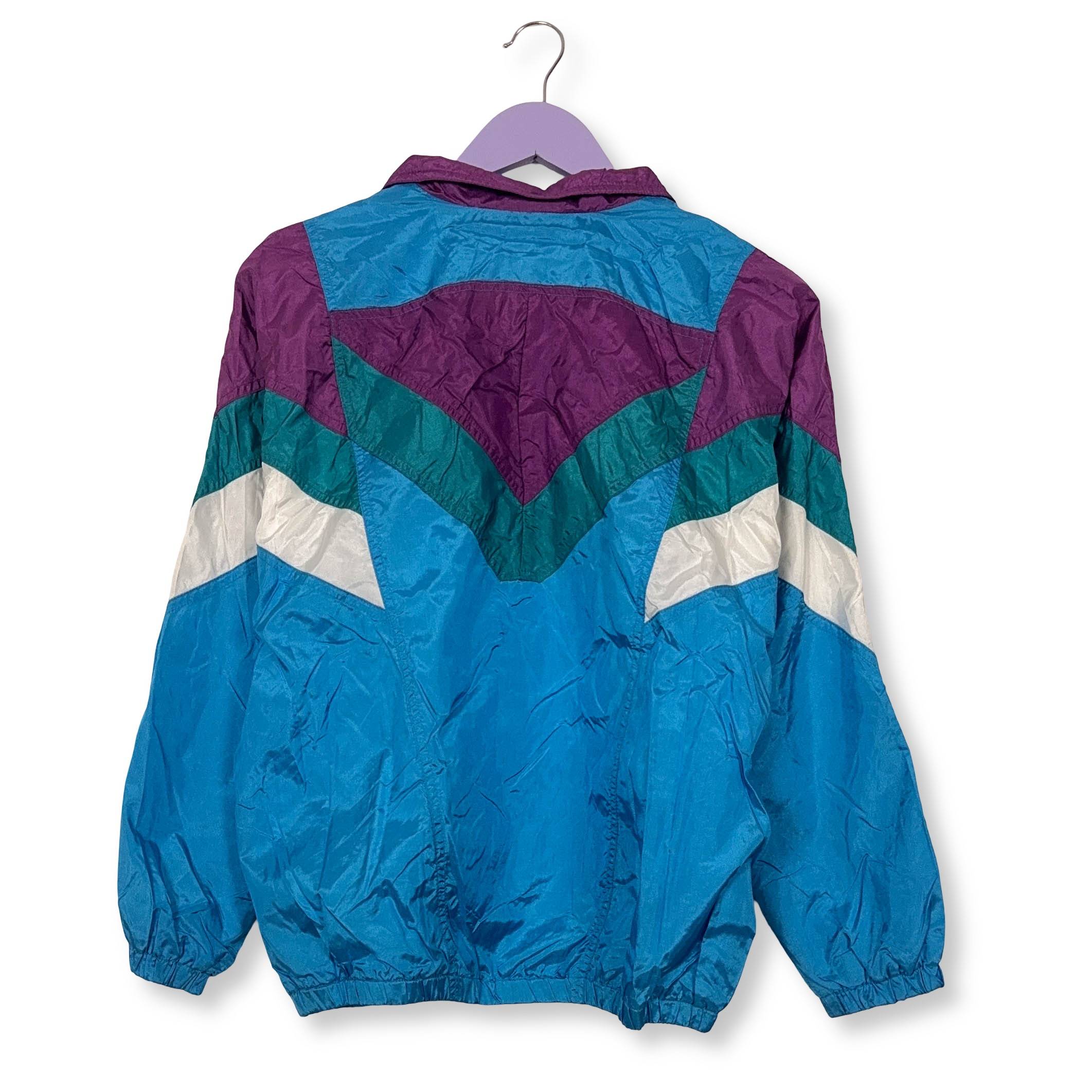 Giacca a vento Adidas Vintage blu geometica con zip anni 80 90 - Taglia D164 uomo
