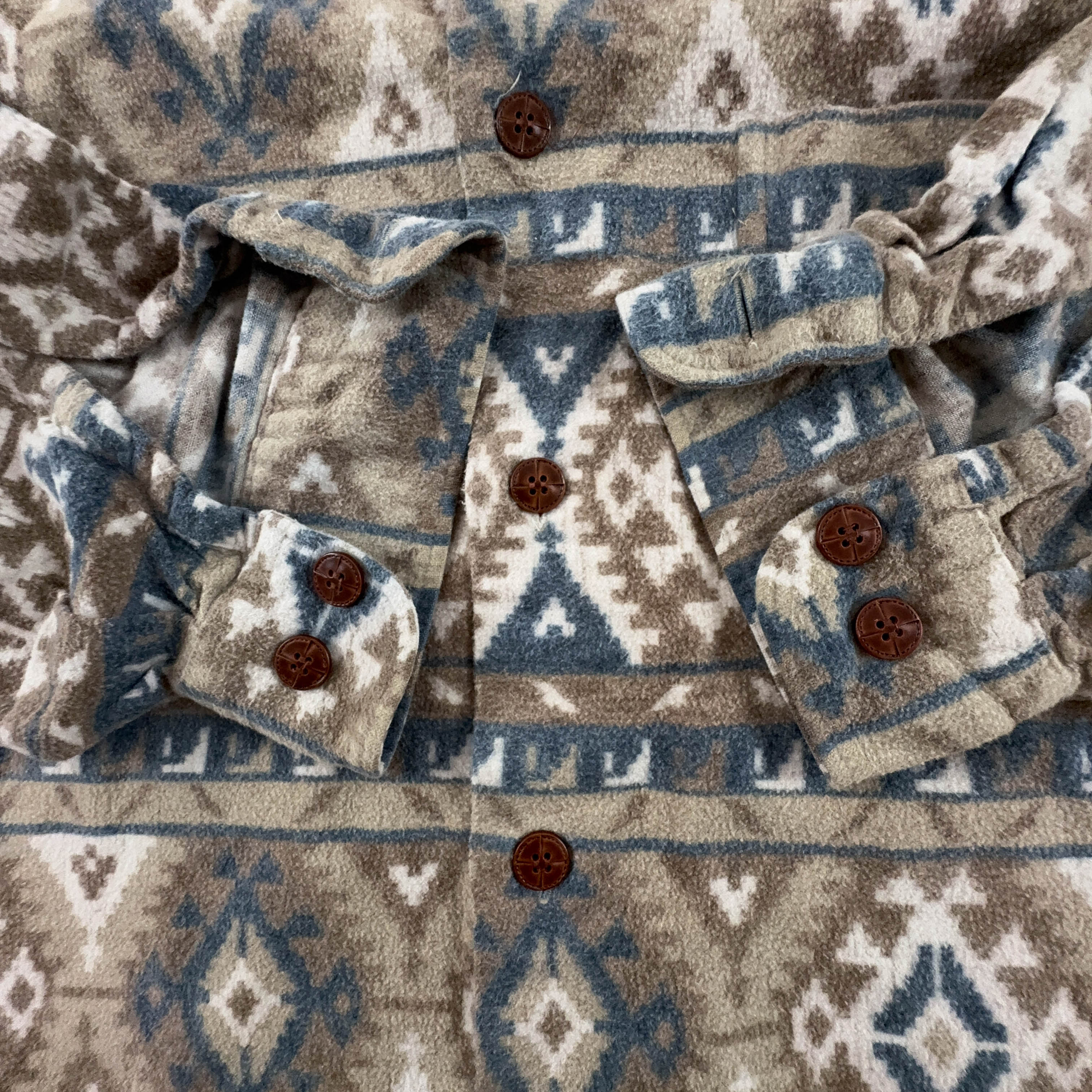 Camicia Vintage invernale a fantasia geometrica astratta marrone - Taglia XL uomo