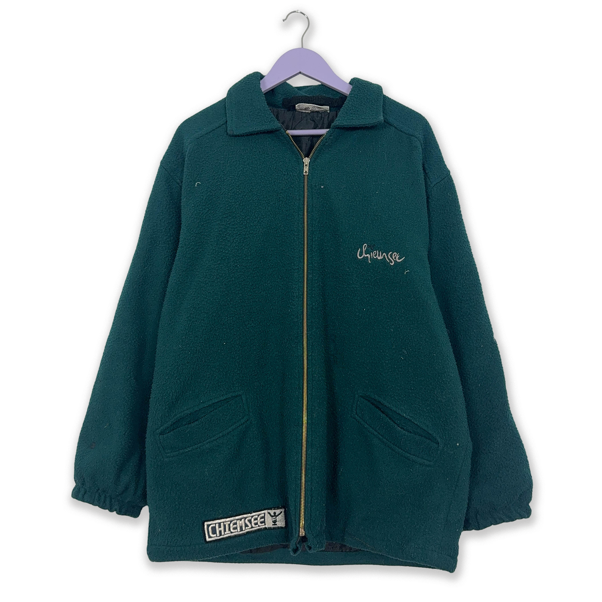 Dark Green Full Zip Vintage Fleece 80's - Size XL/XXL Men