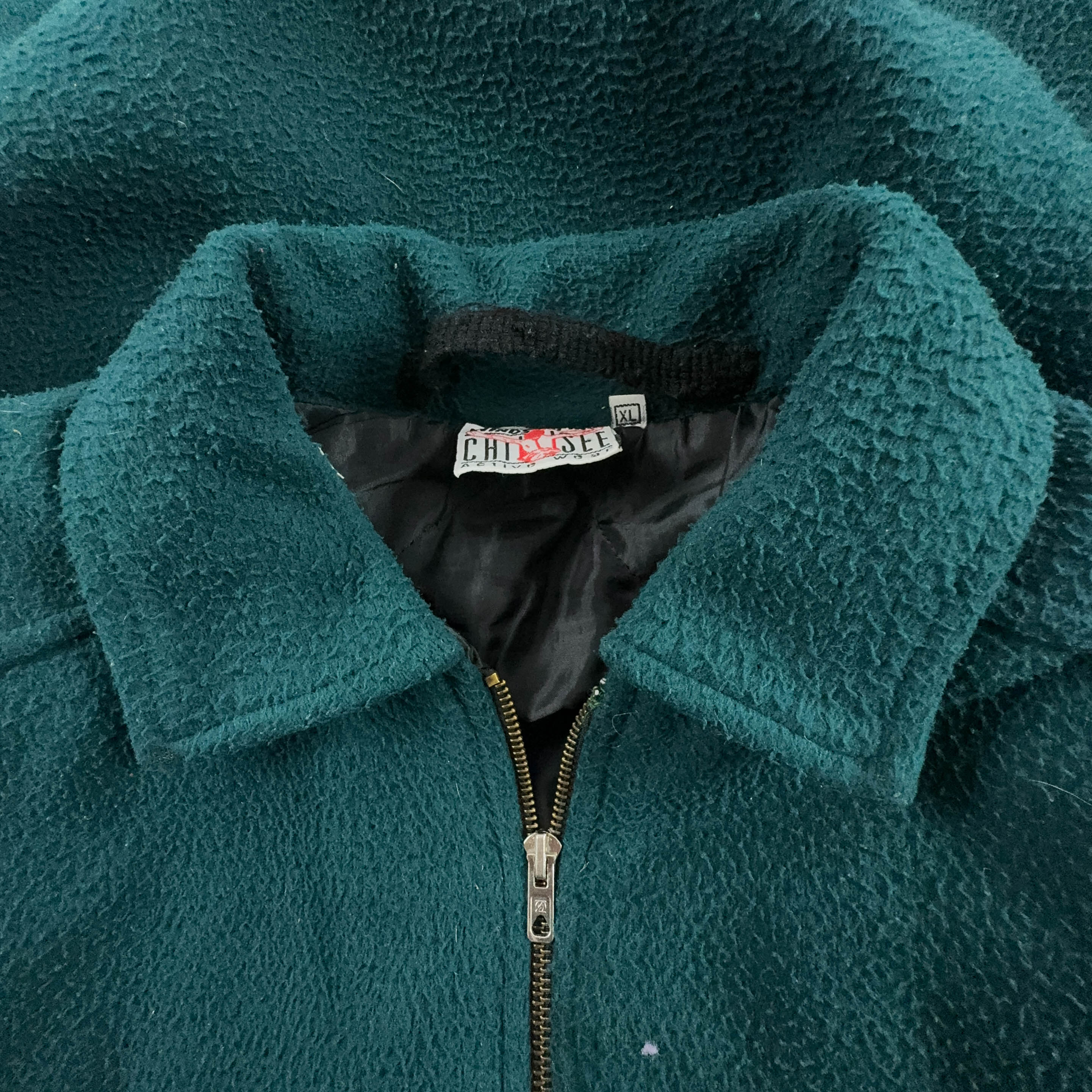 Dark Green Full Zip Vintage Fleece 80's - Size XL/XXL Men