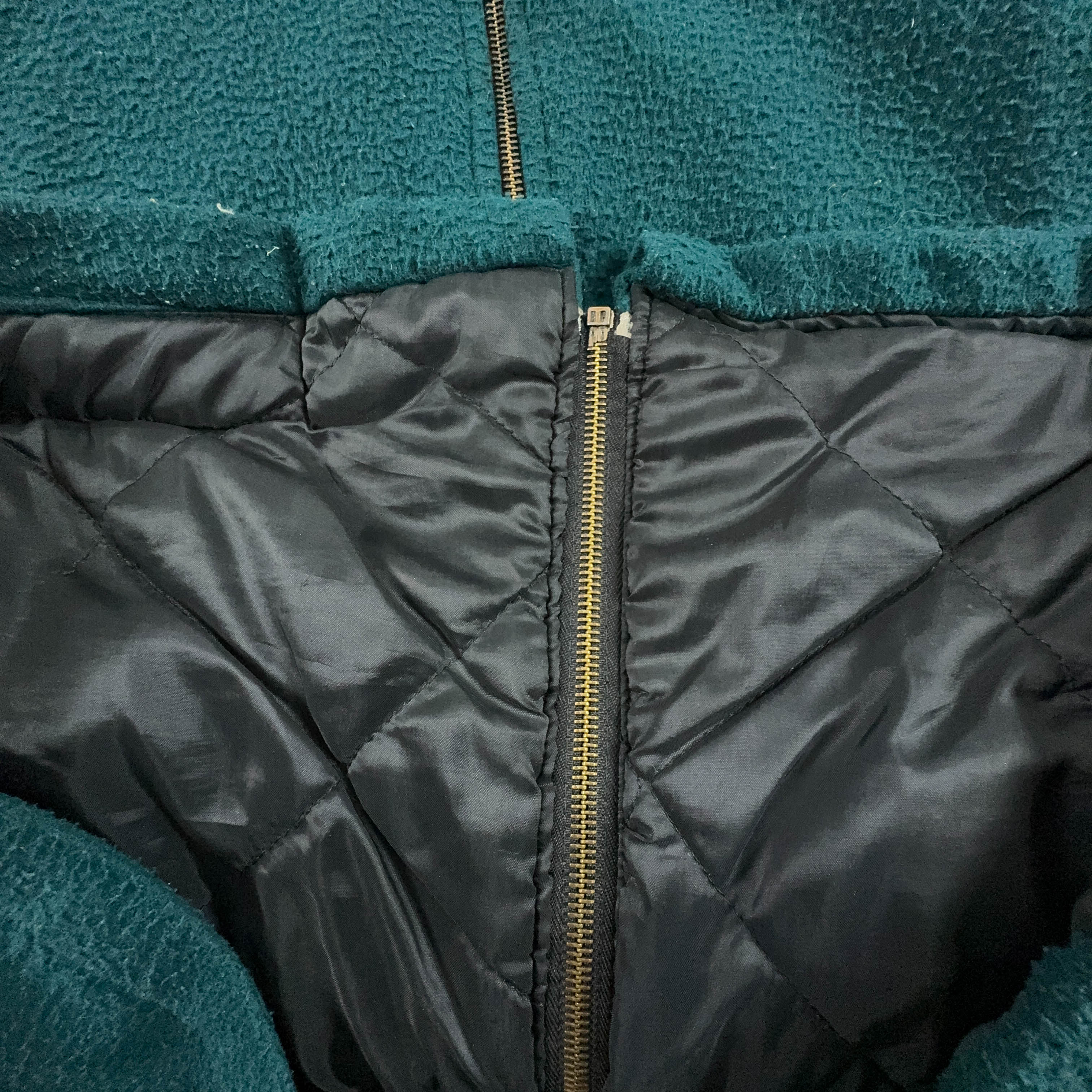 Dark Green Full Zip Vintage Fleece 80's - Size XL/XXL Men