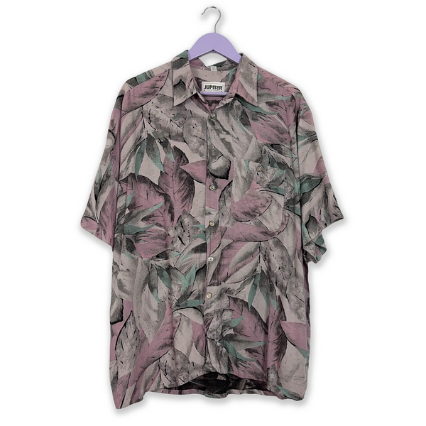 Vintage Pink and Gray Abstract Floral Shirt - Men's Size 43 XL
