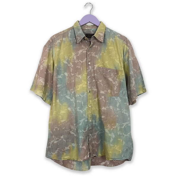 Multicolored Vintage Shirt with Abstract Geometric Pattern - Men's Size L