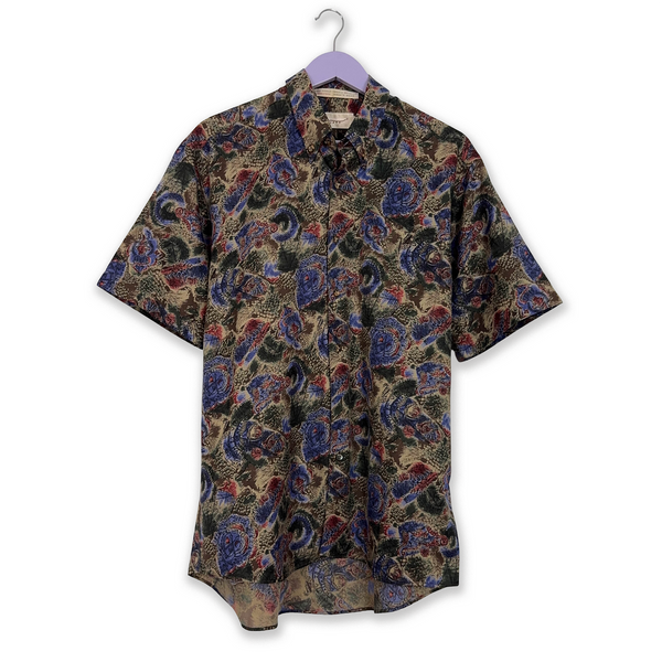 Multicolored Vintage Shirt with Abstract Pattern - Men's Size L