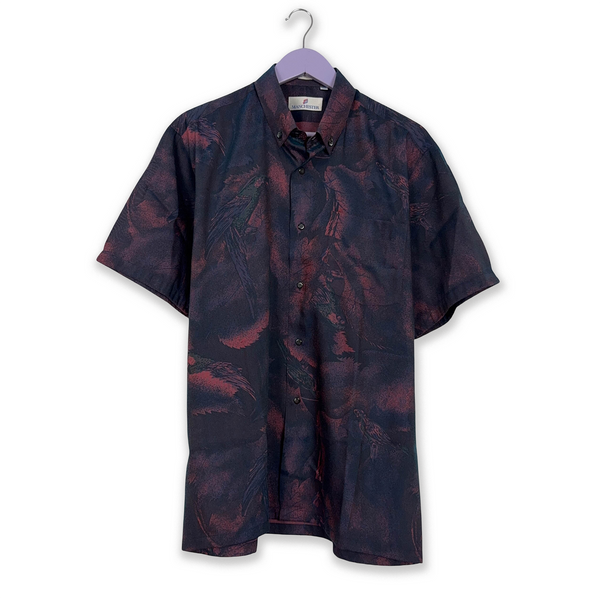 Purple and Blue Patterned Vintage Shirt - Size 16.5 L Men's