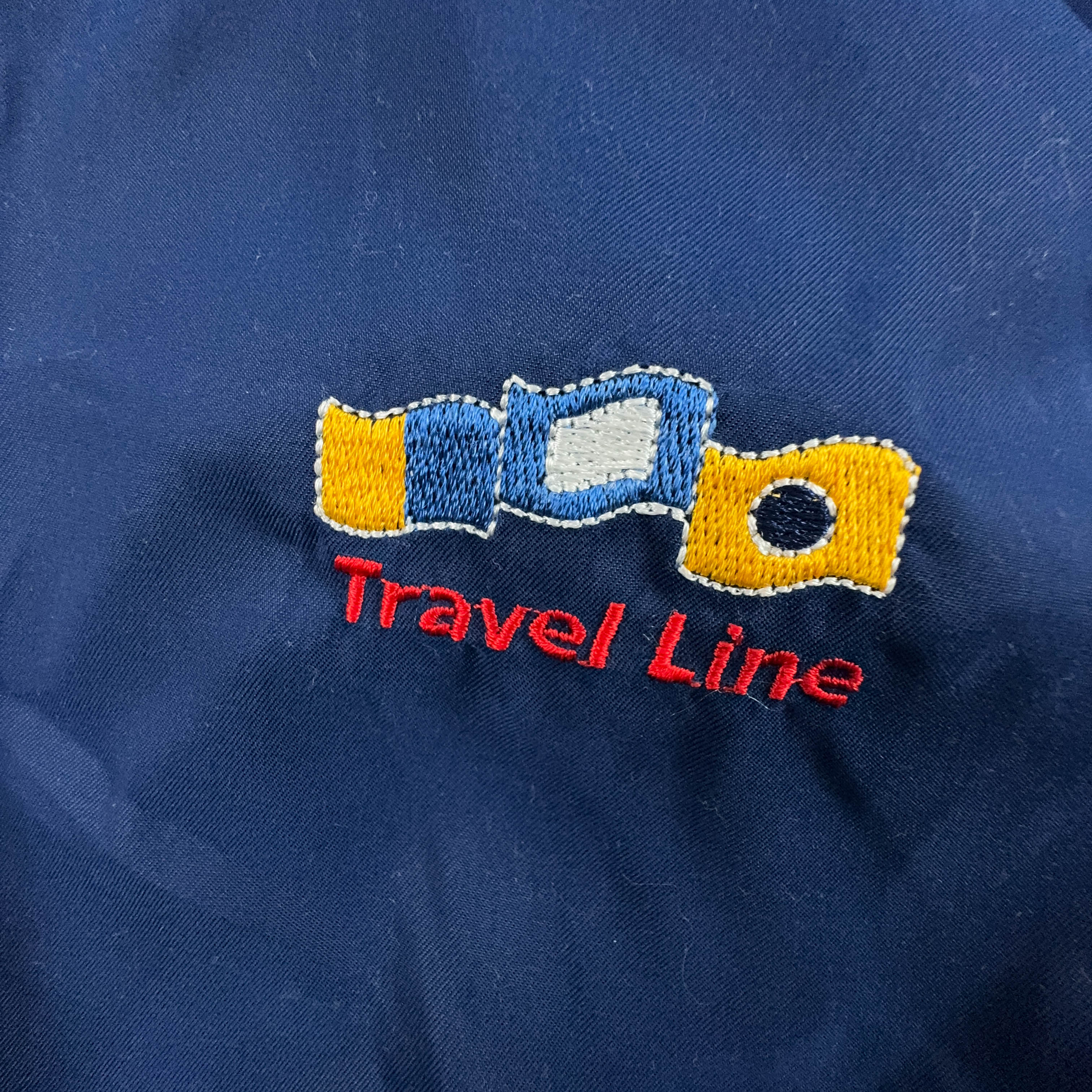 Vintage double-face sleeveless fleece in blue with 80s pattern - Size L/XL men