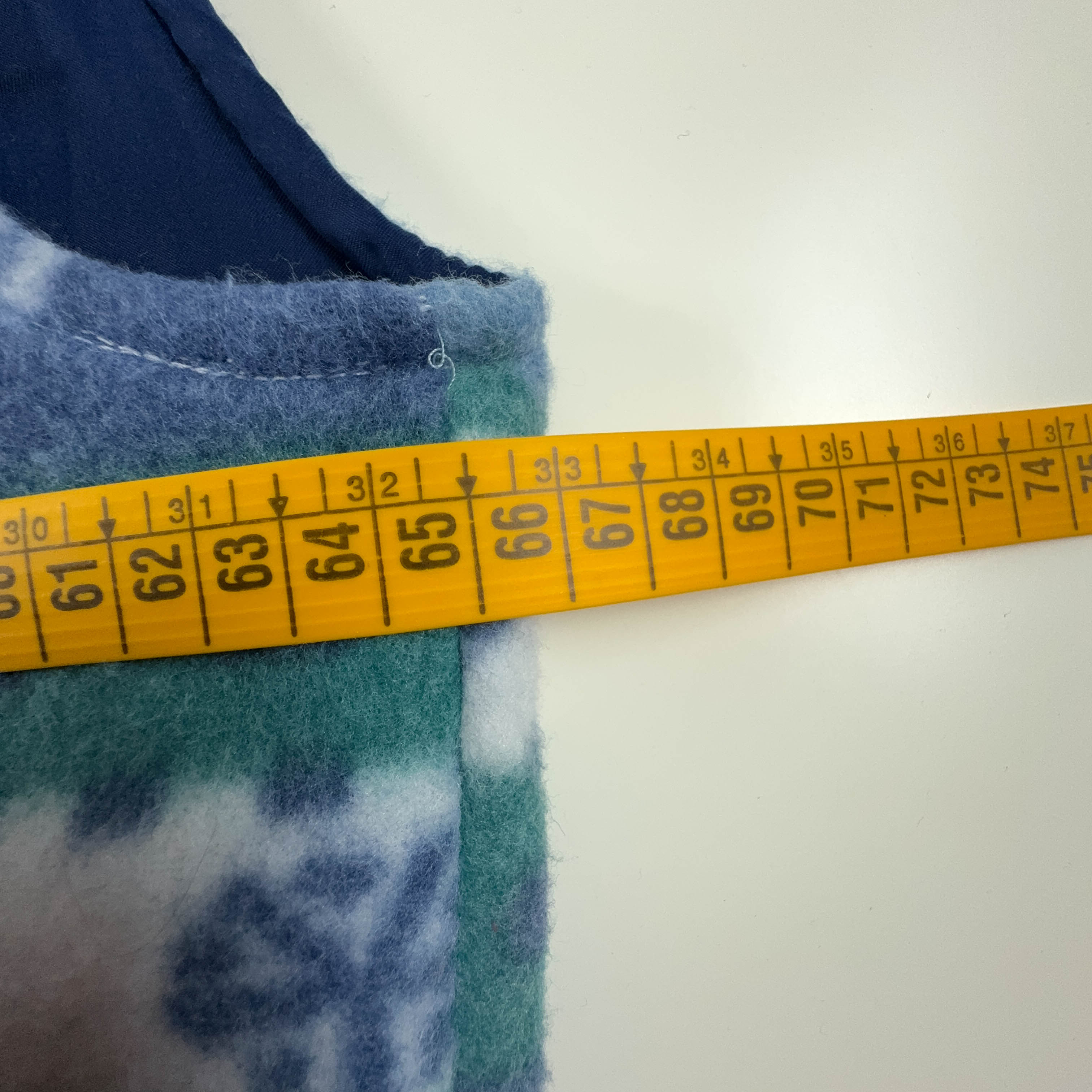 Vintage double-face sleeveless fleece in blue with 80s pattern - Size L/XL men