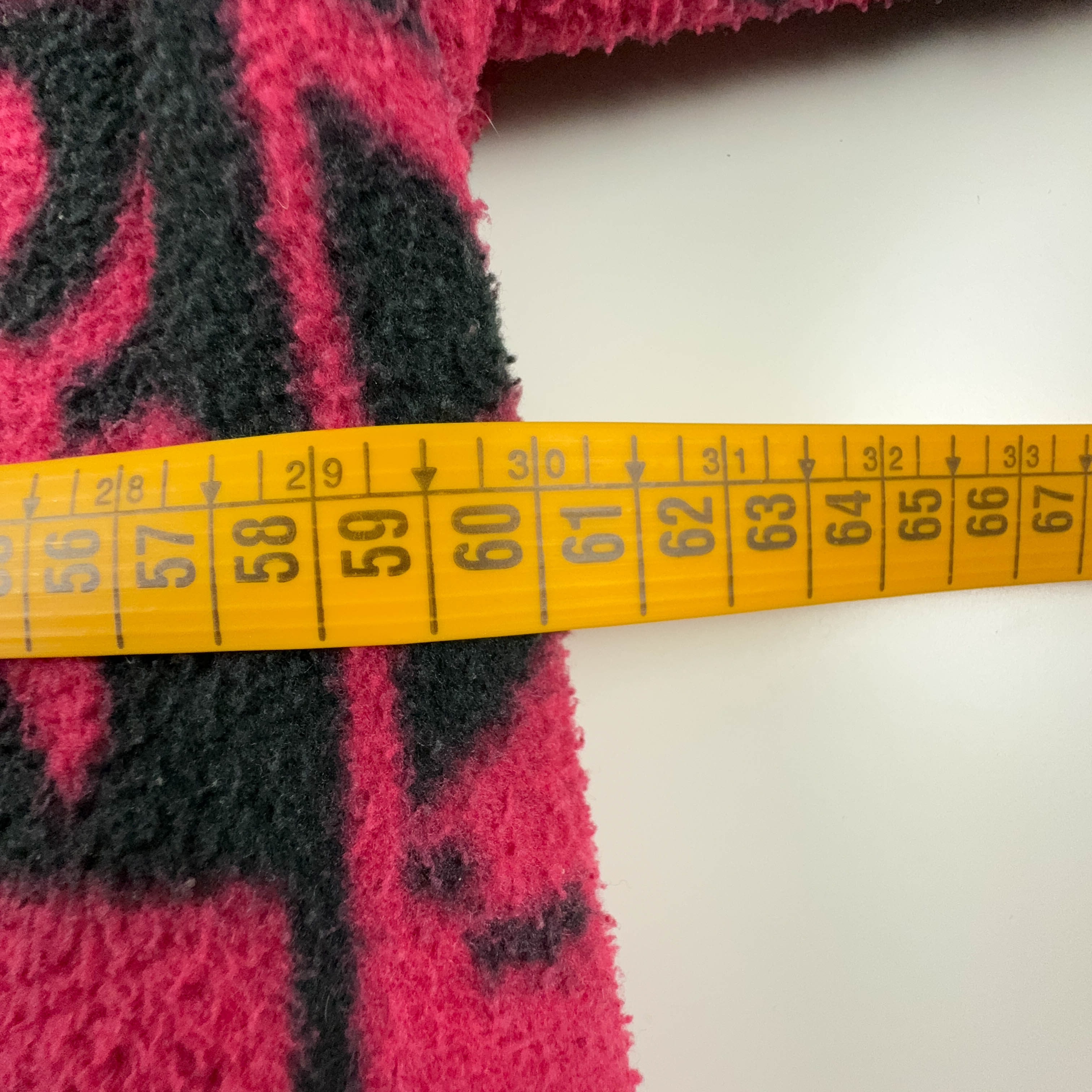 Dark Pink and Black Patterned 80's Full Zip Vintage Fleece - Men's Size XXL