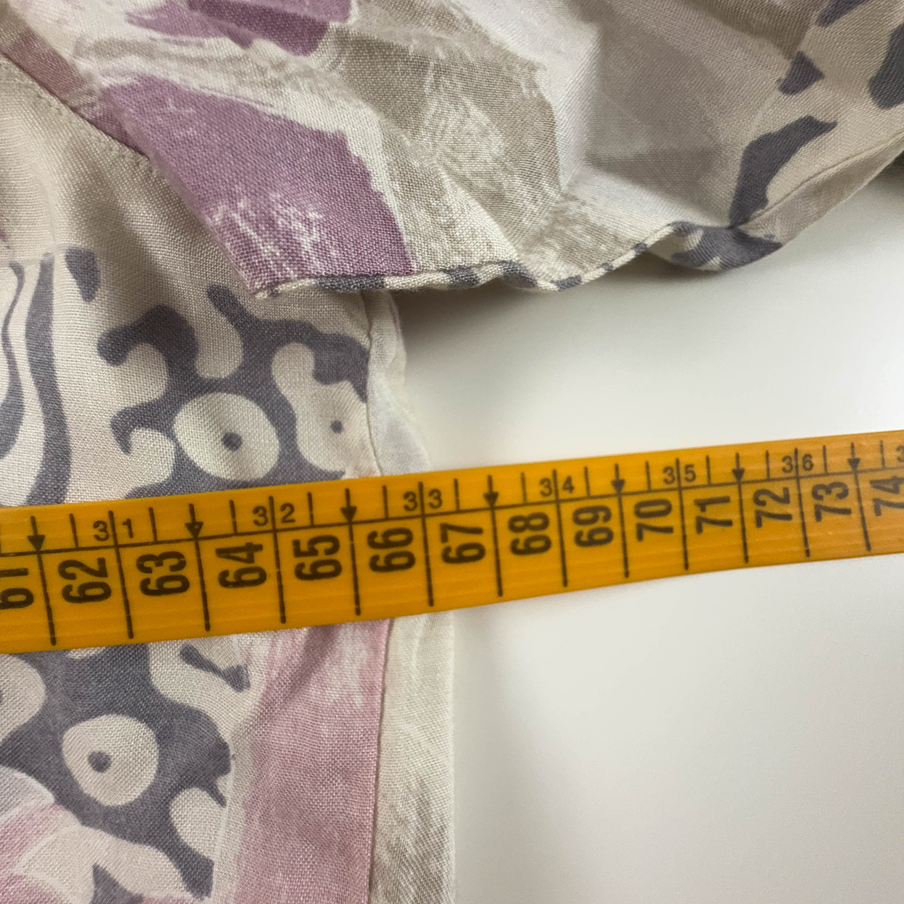 Camicia Vintage beige e rosa a fantasia geometrica astratta - Taglia XL uomo