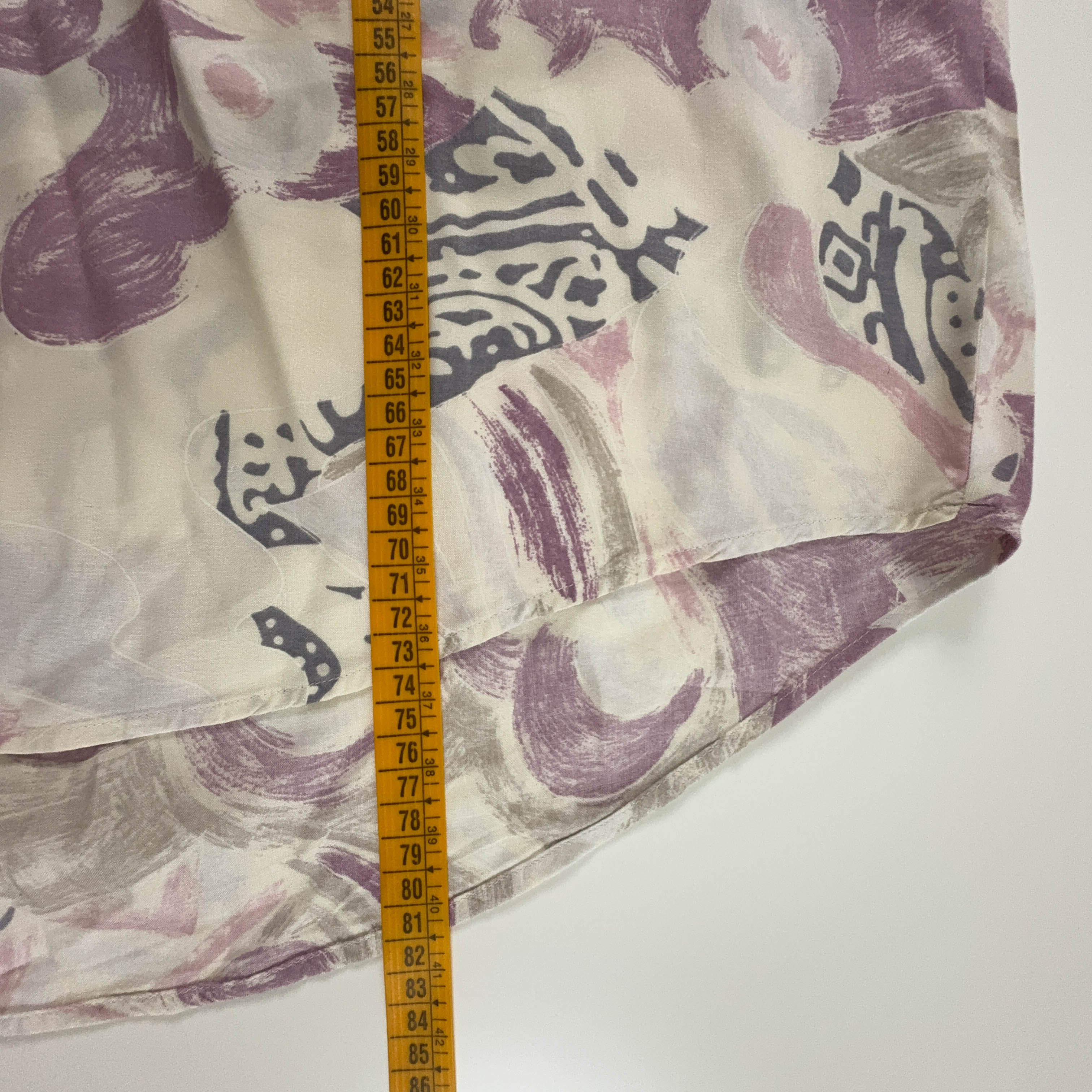 Camicia Vintage beige e rosa a fantasia geometrica astratta - Taglia XL uomo