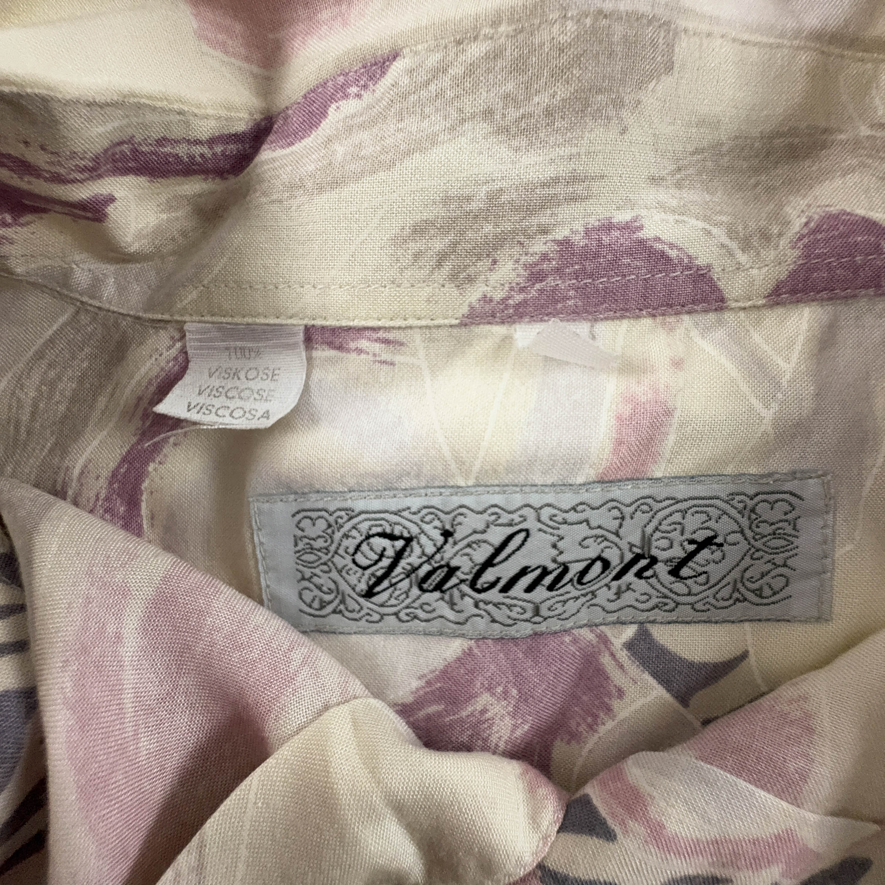 Camicia Vintage beige e rosa a fantasia geometrica astratta - Taglia XL uomo