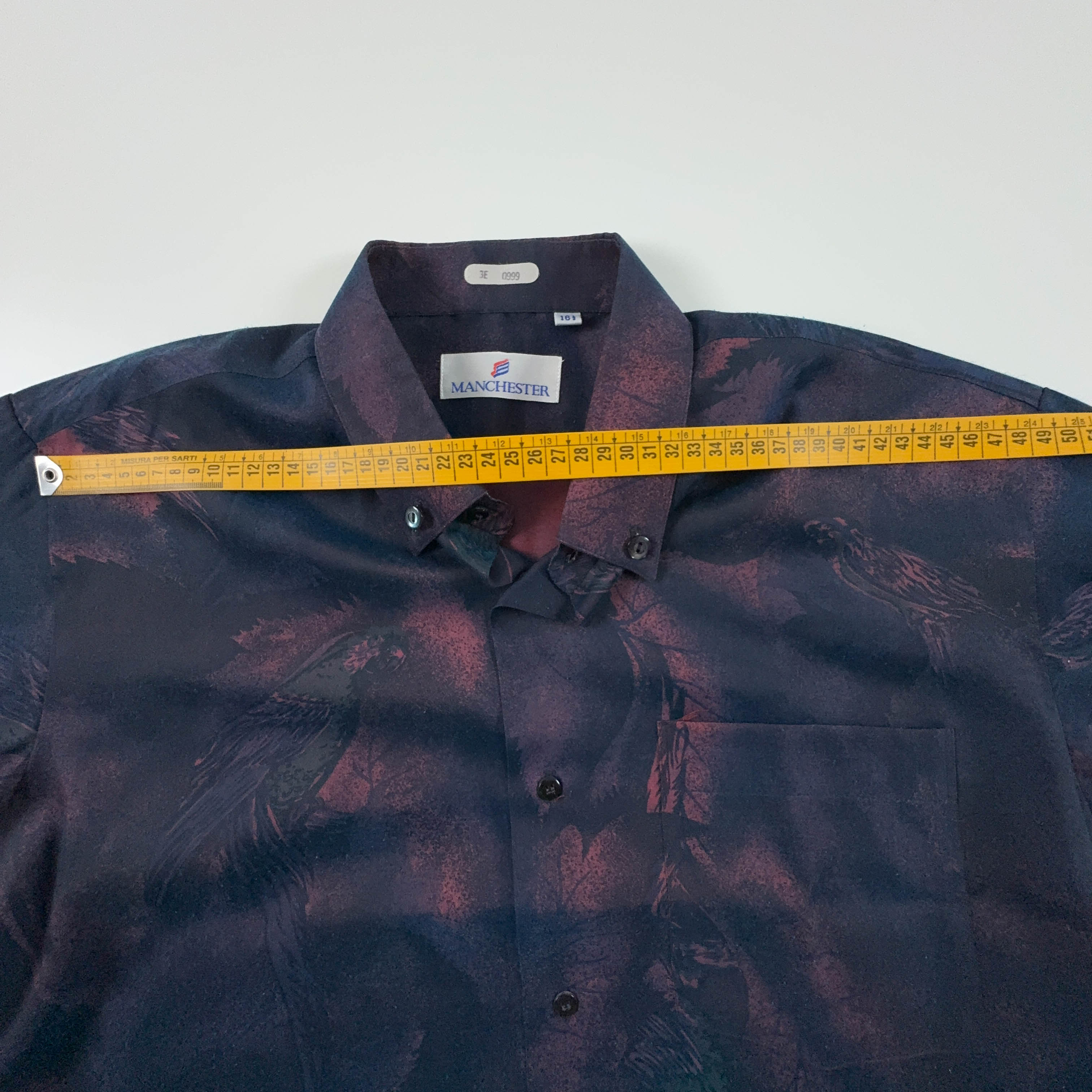 Camicia Vintage viola e blu a fantasia - Taglia 16.5 L uomo