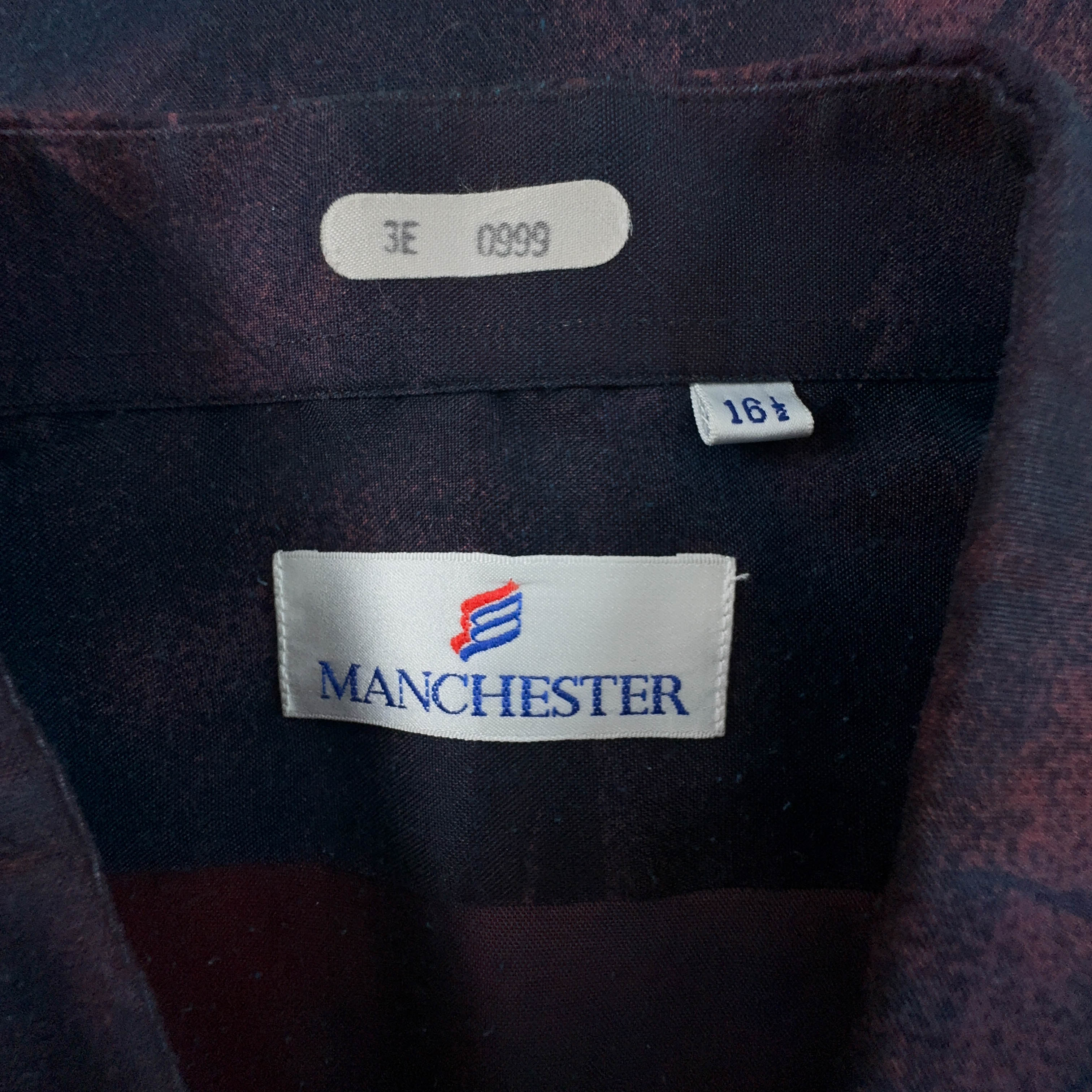 Camicia Vintage viola e blu a fantasia - Taglia 16.5 L uomo