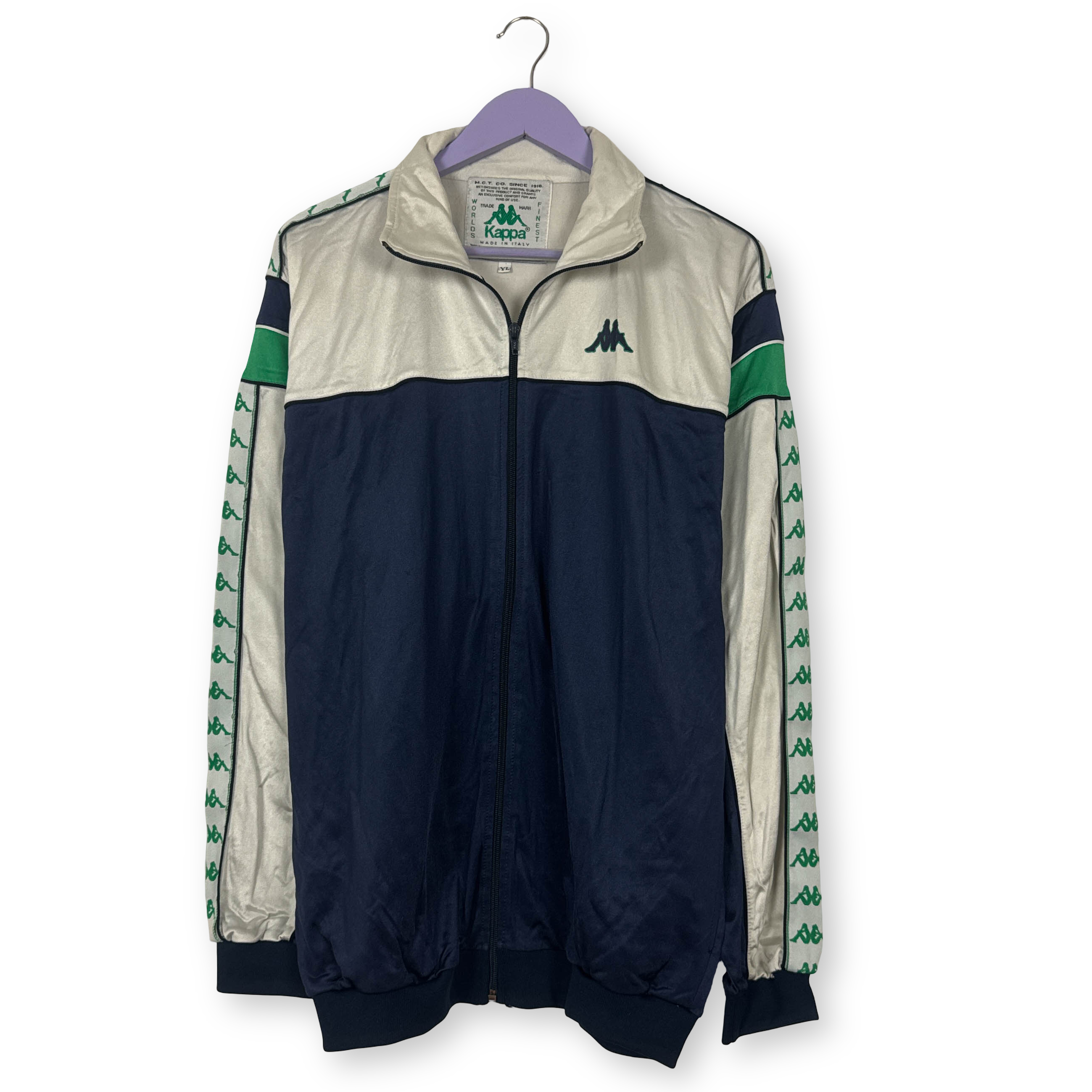 Felpa Kappa Vintage blu e bianca con zip anni 80 90 - Taglia L/XL uomo
