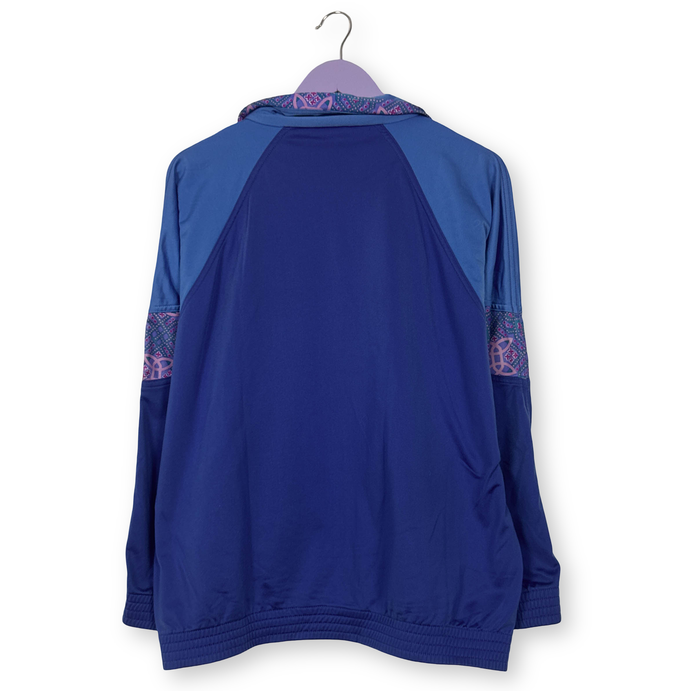 Felpa Lotto Vintage azzurra e blu con zip e logo ricamato anni 80 90 - Taglia L uomo