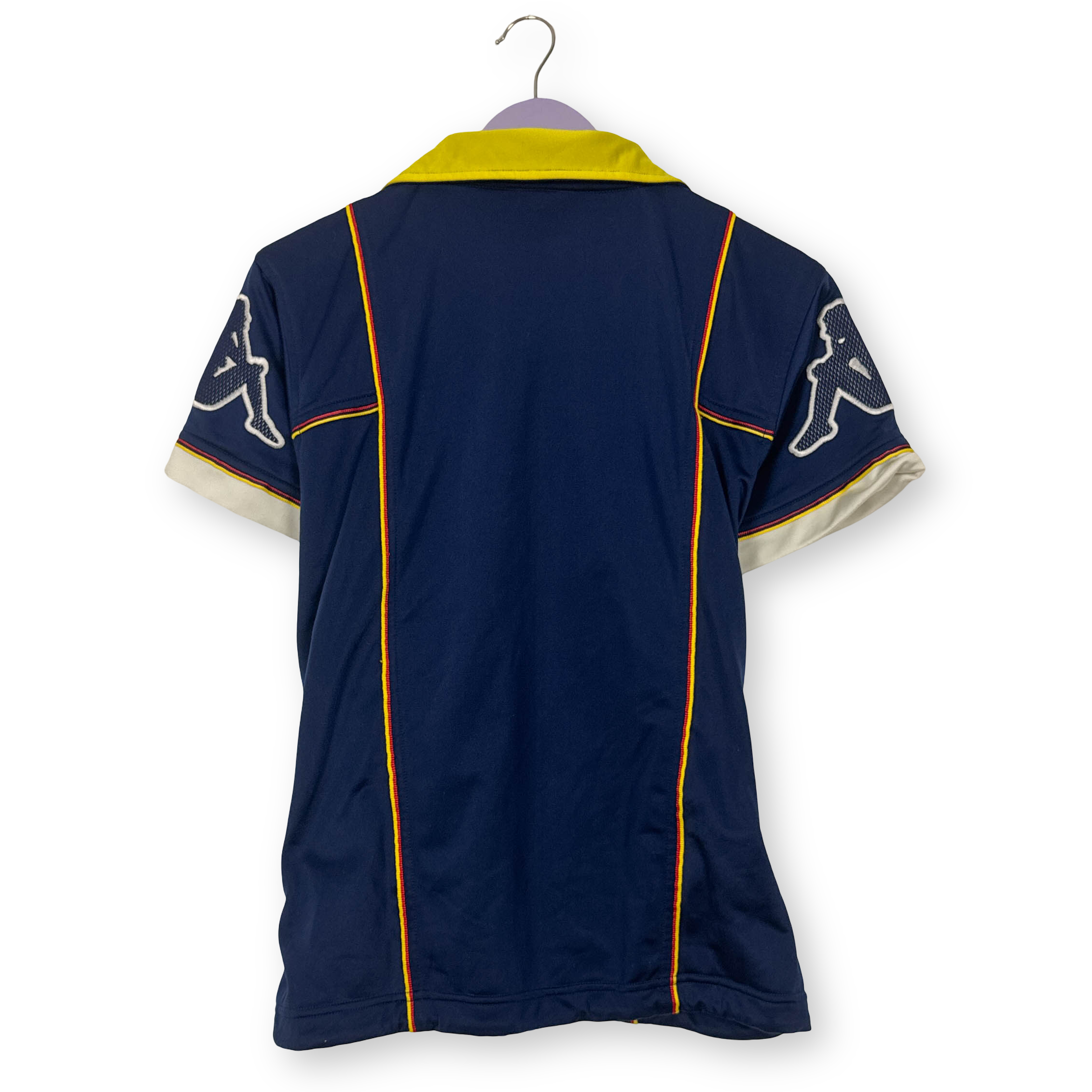 Felpa Kappa Vintage blu e gialla maniche corte con zip anni 80 90 - Taglia M uomo