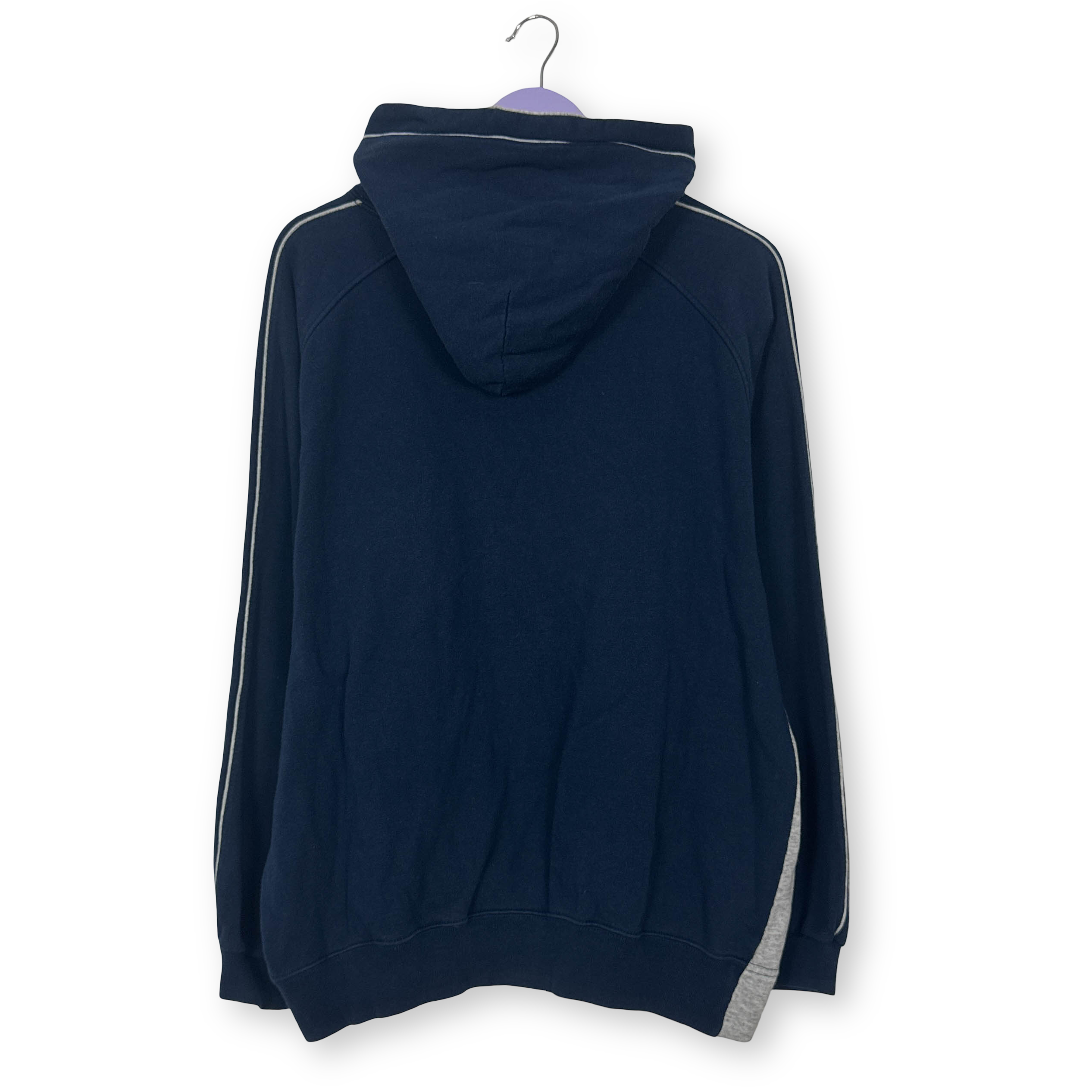 Felpa Champion Vintage blu scura e grigia con cappuccio anni 90 00 - Taglia L uomo