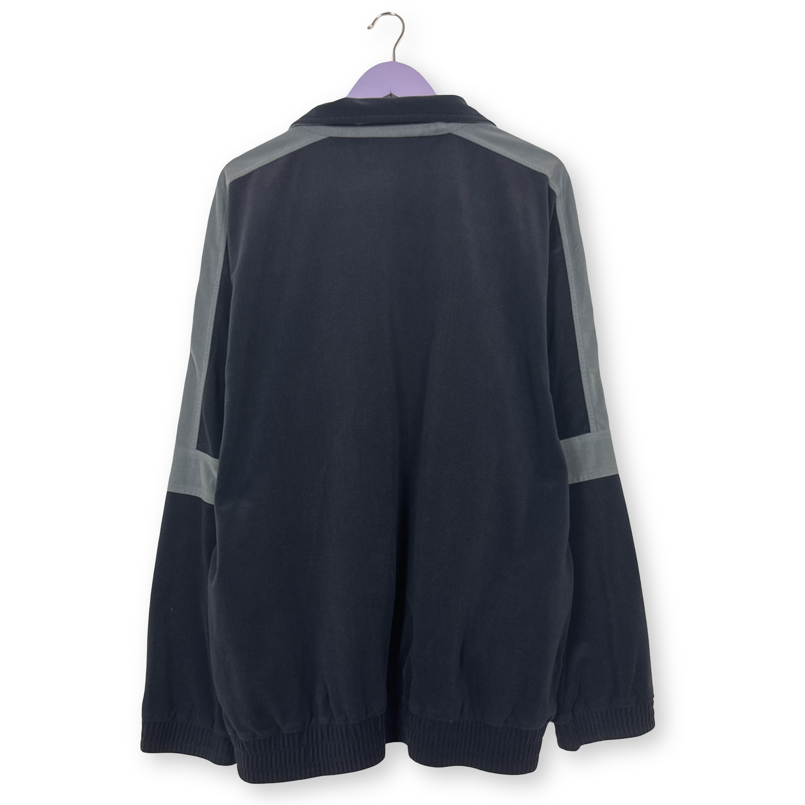 Felpa Kappa Vintage blu scura e grigia con zip e ricamo anni 80 90 - Taglia 3XL uomo