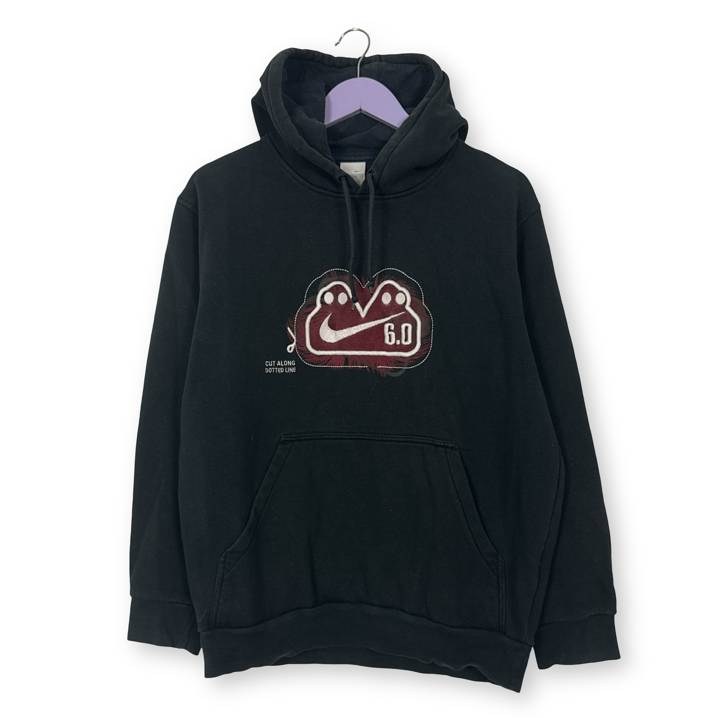 Felpa Nike Vintage nera con stampa frontale e cappuccio anni 90 00 - Taglia M/L uomo