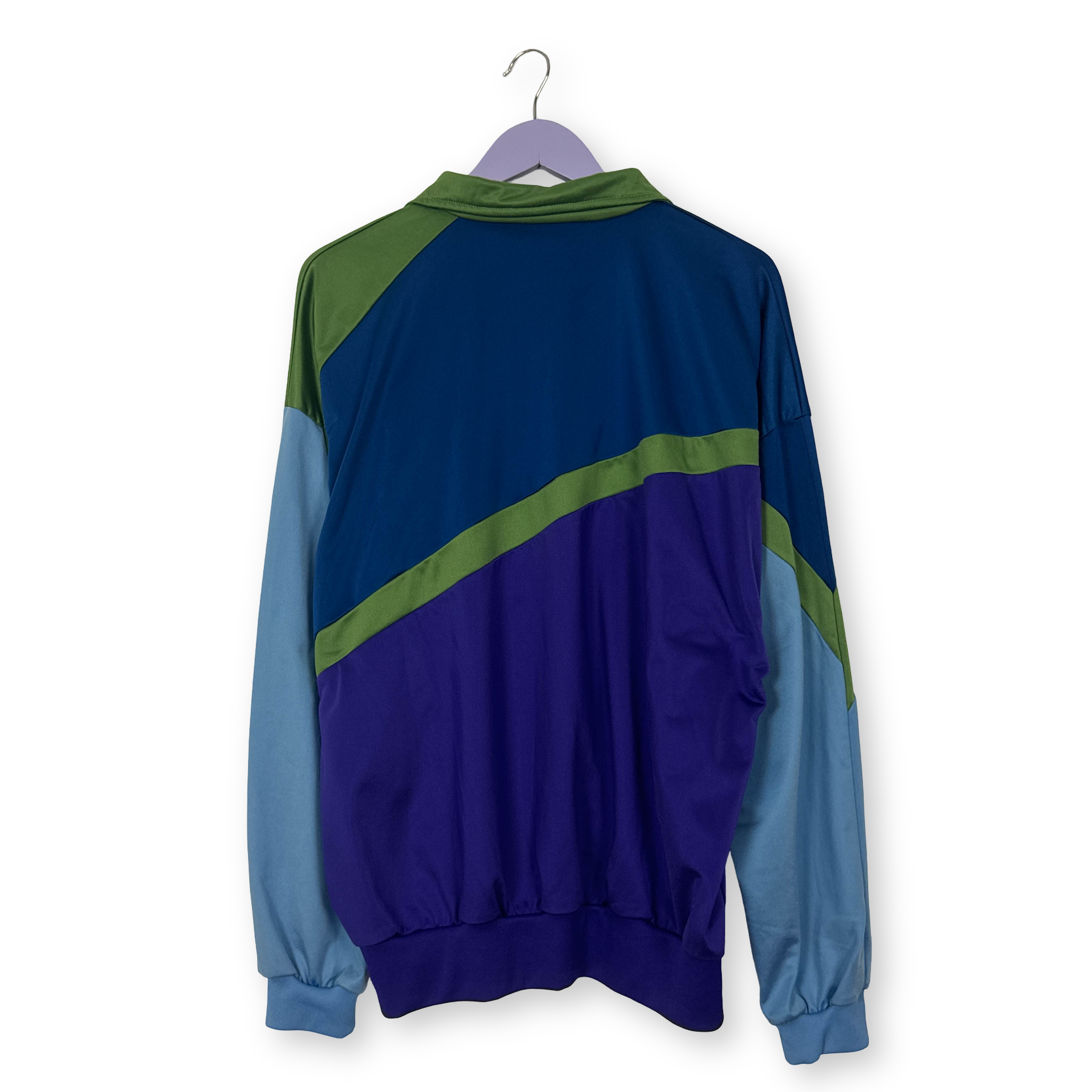 Felpa Reebok Vintage verde blu e viola con zip intera anni 80 90 - Taglia L/XL uomo