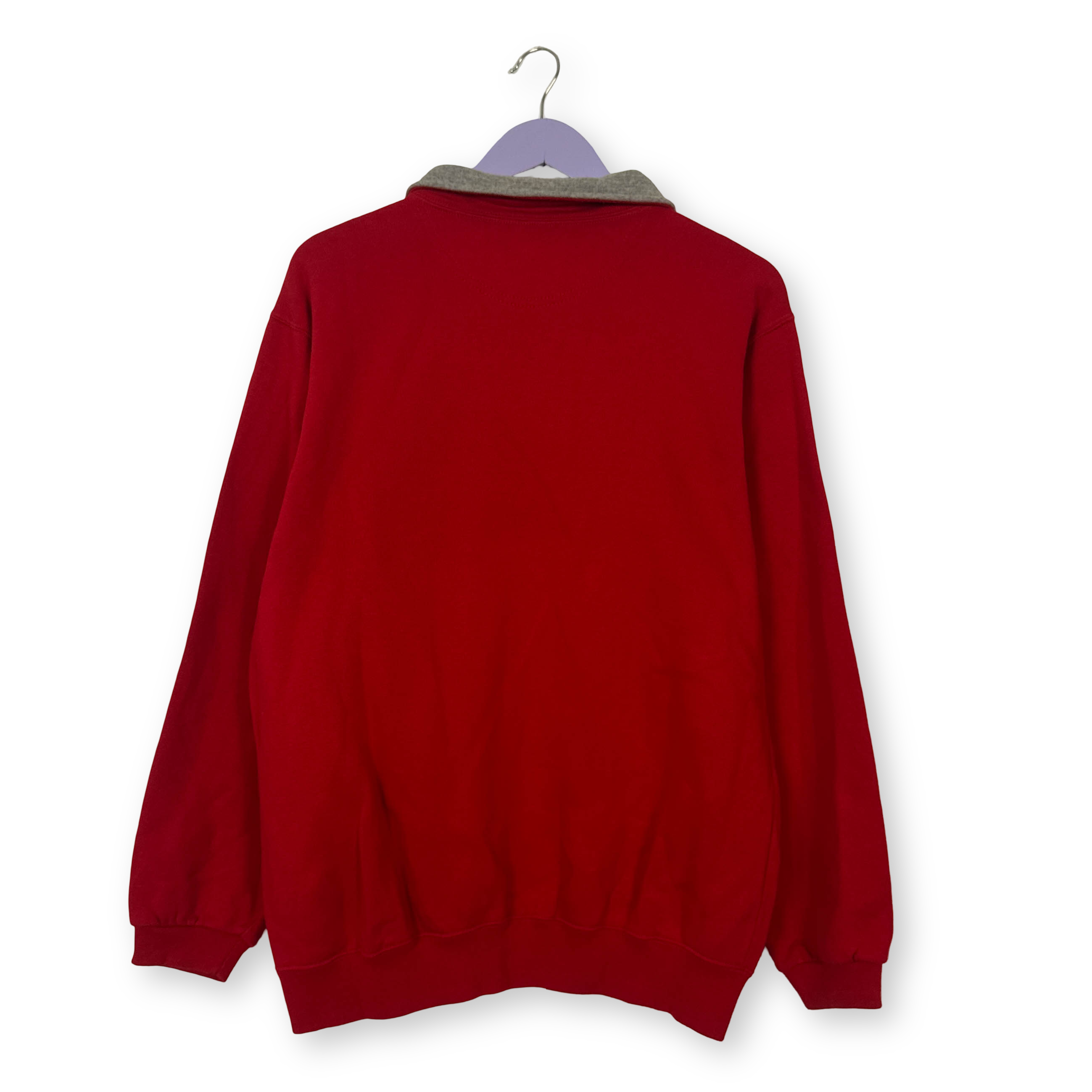 Felpa Champion Vintage rossa e grigia quarter zip anni 90 00 - Taglia L uomo