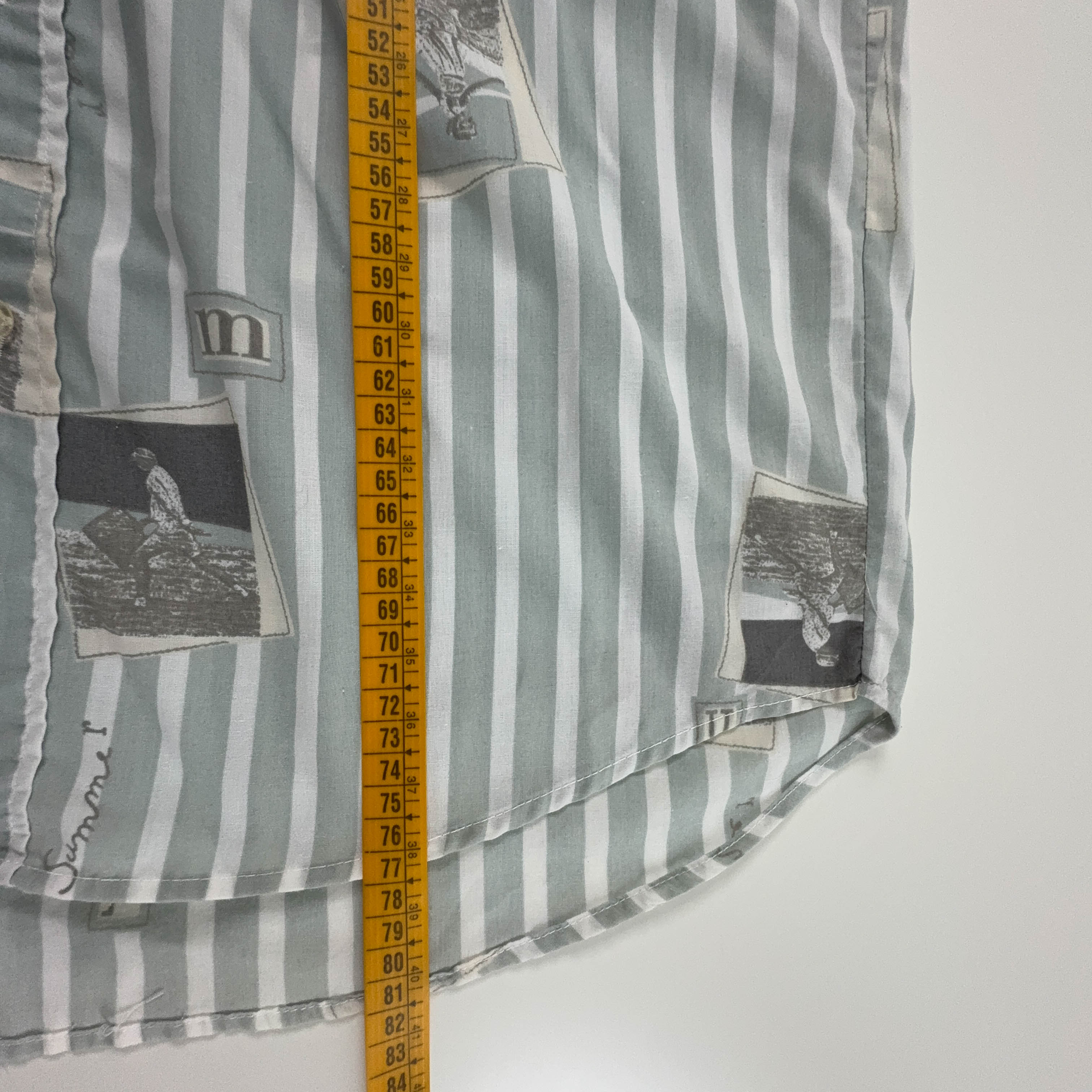 Camicia Vintage grigia e bianca a fantasia - Taglia L uomo