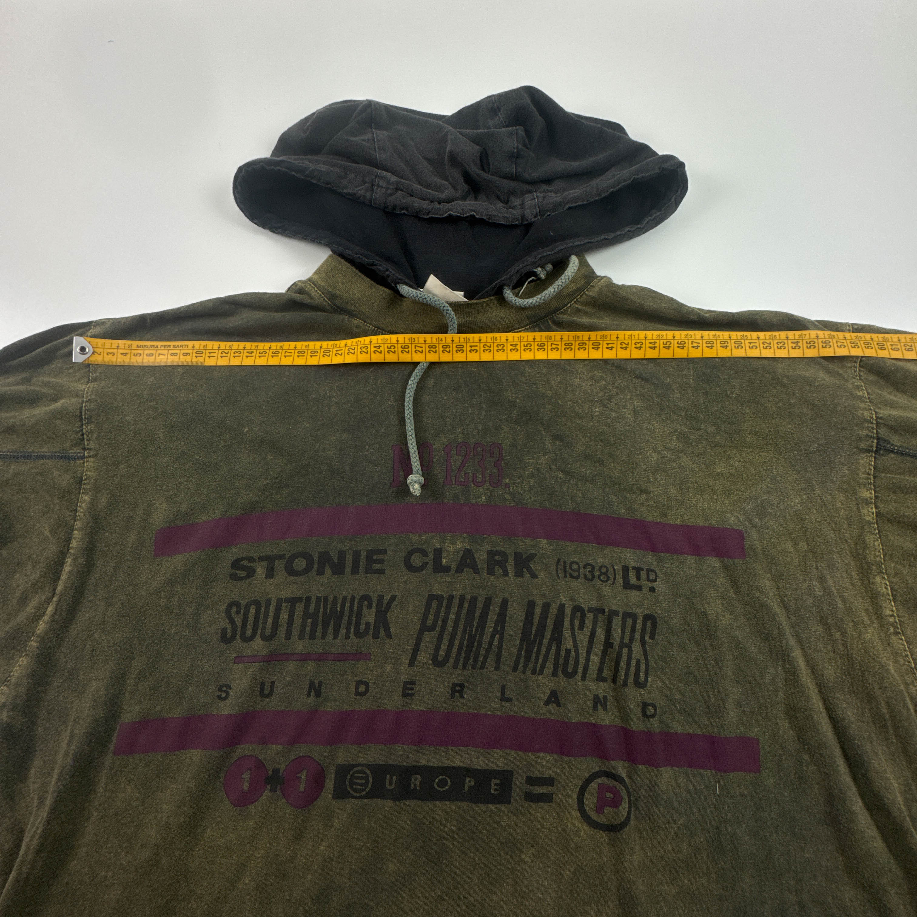 Felpa Puma Vintage verde scura con stampa e cappuccio anni 80 90 - Taglia 6 uomo