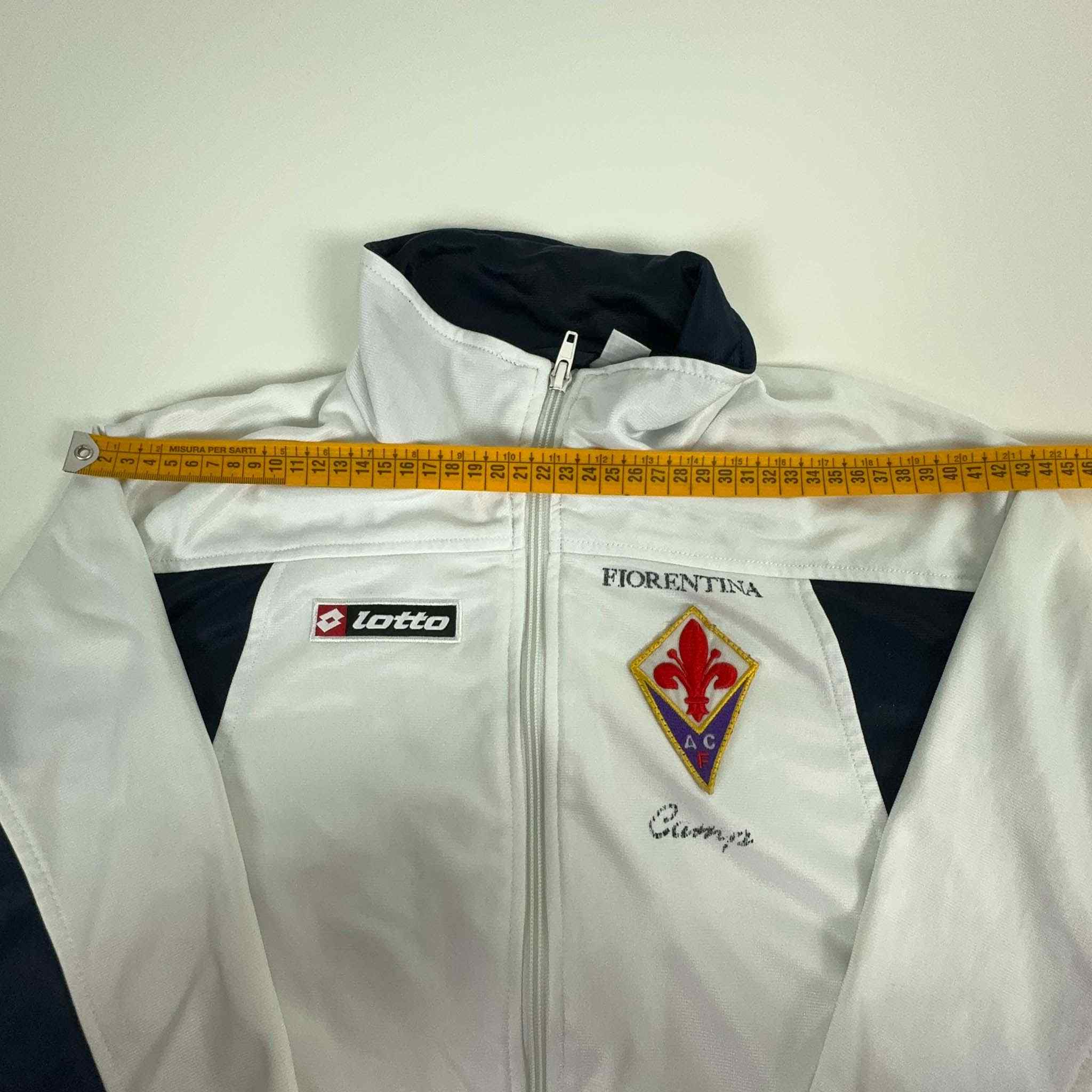 Felpa Lotto Vintage Fiorentina bianca e blu con zip Taglia S/M