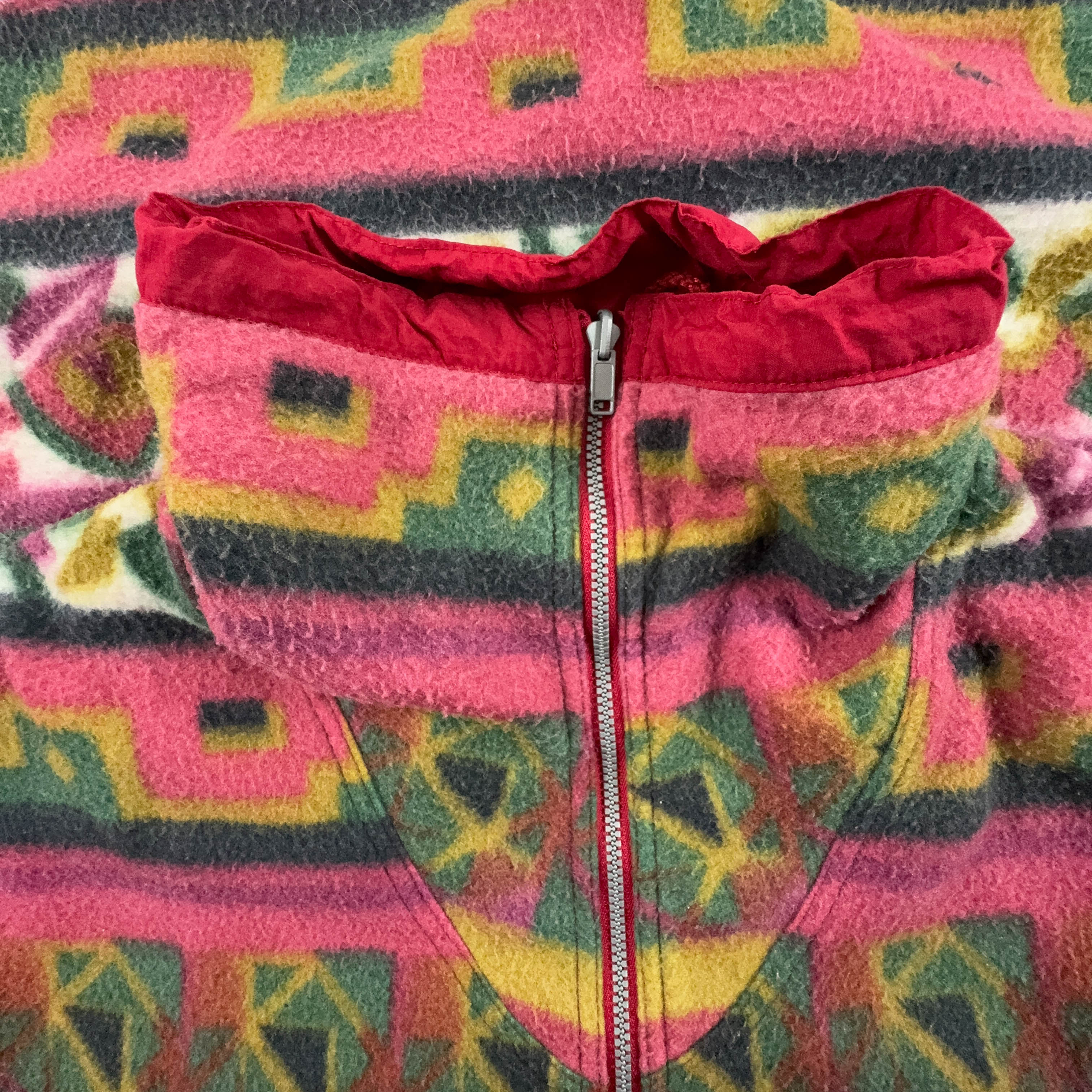 Vintage double-face sleeveless fleece with 80s pattern - Size L men