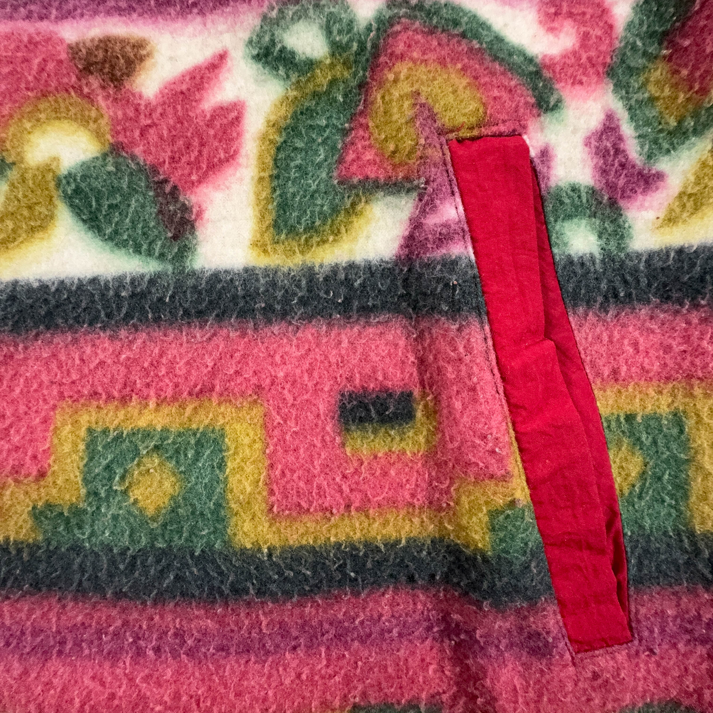 Vintage double-face sleeveless fleece with 80s pattern - Size L men