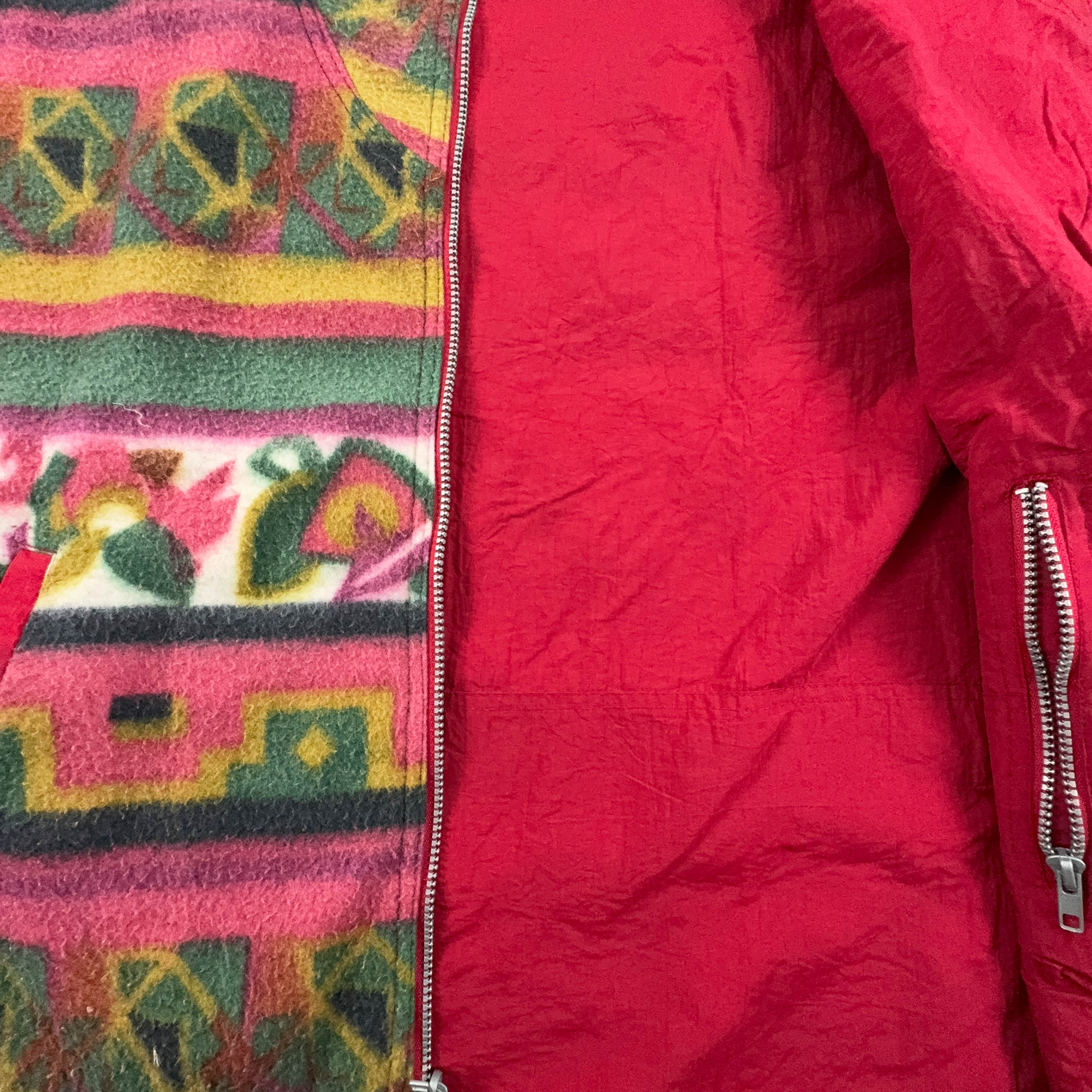 Vintage double-face sleeveless fleece with 80s pattern - Size L men