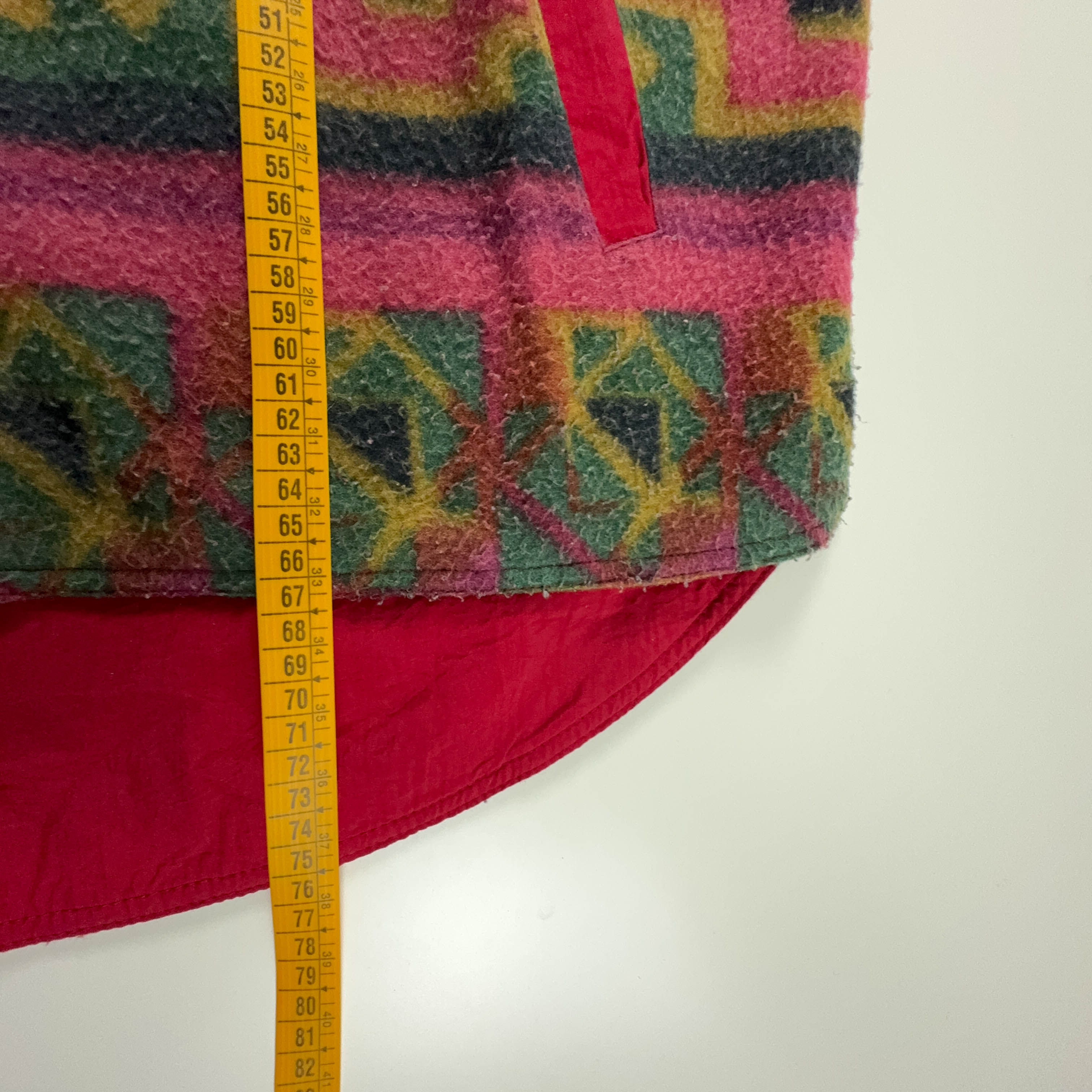 Vintage double-face sleeveless fleece with 80s pattern - Size L men