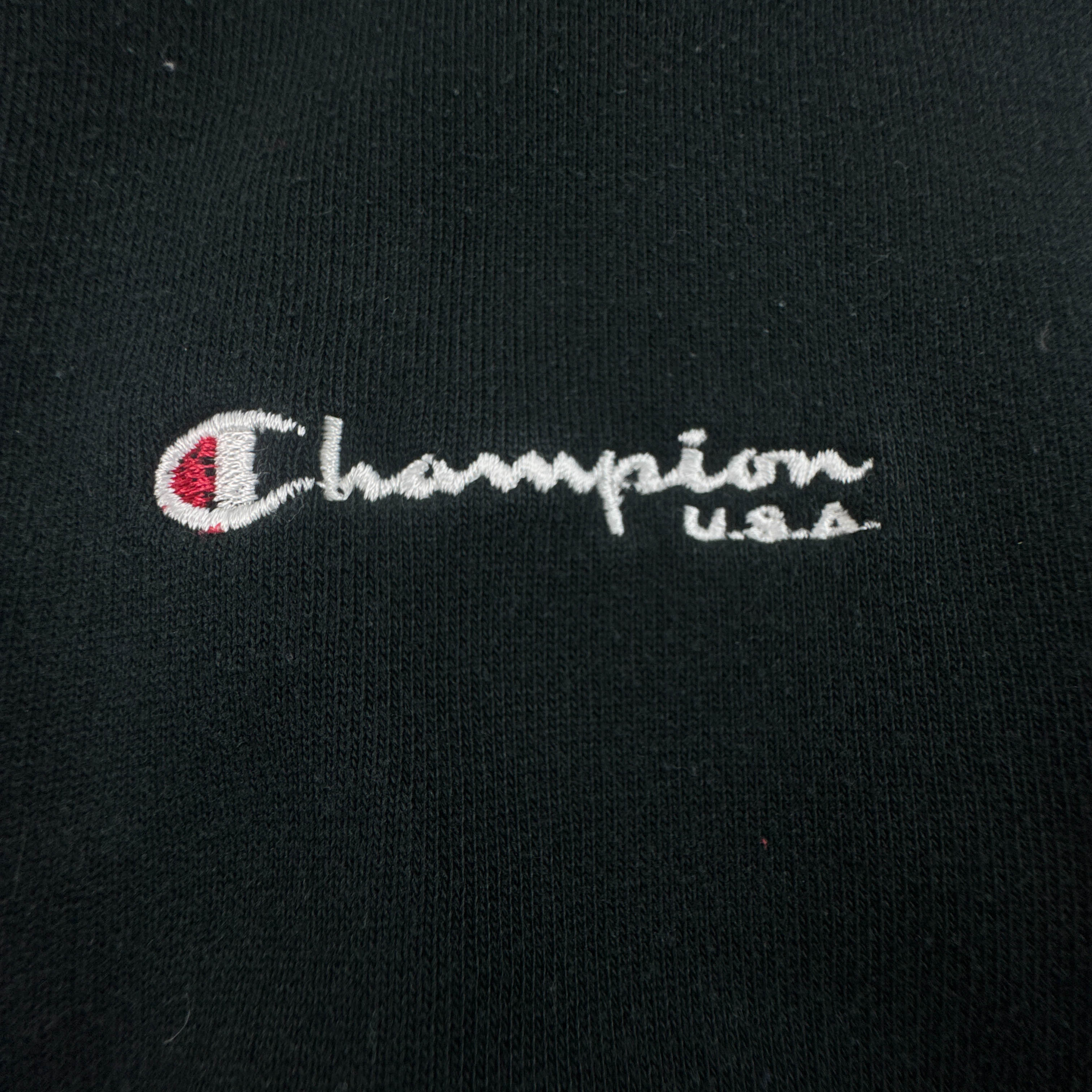 Felpa Champion Vintage nera e grigia con zip logo ricamato anni 80 90 - Taglia S/M uomo