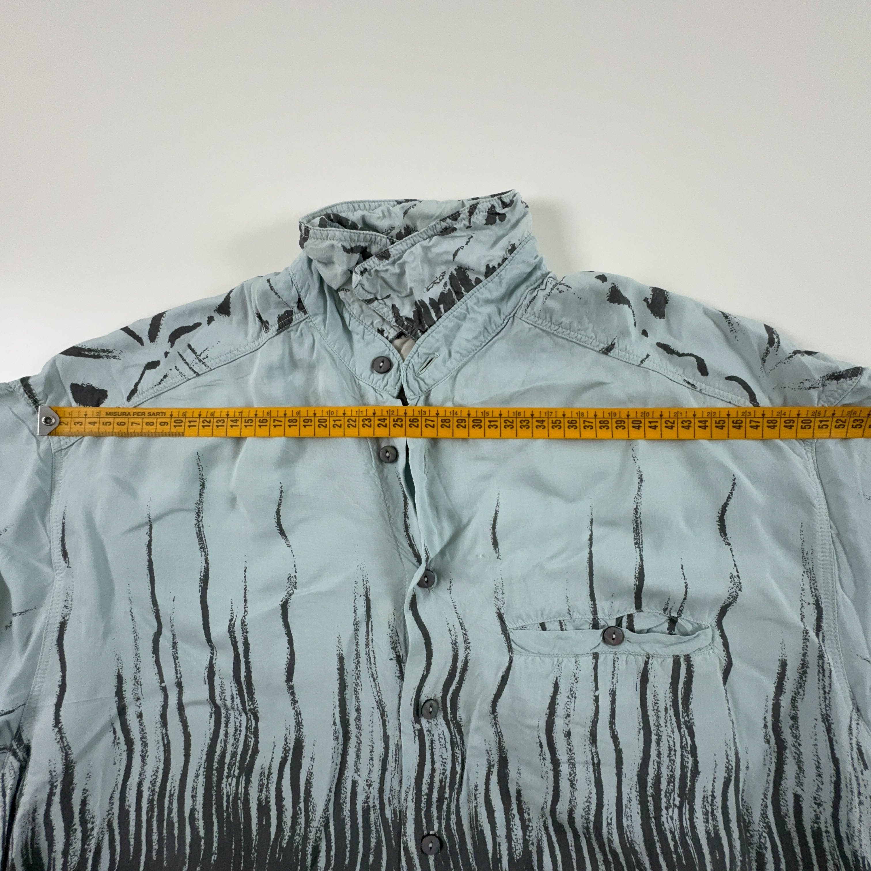 Camicia Vintage azzurra a fantasia astratta - Taglia 39 40 M uomo