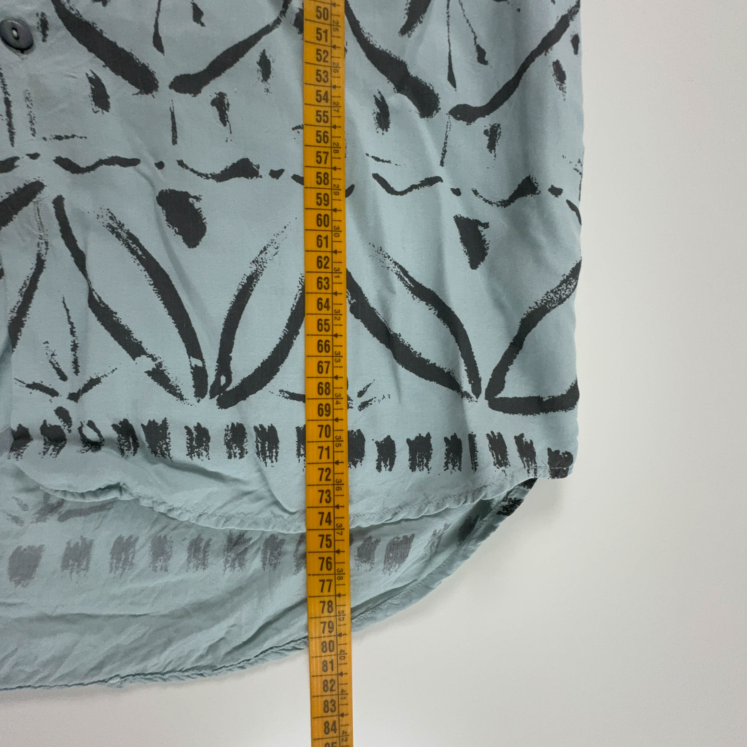 Camicia Vintage azzurra a fantasia astratta - Taglia 39 40 M uomo