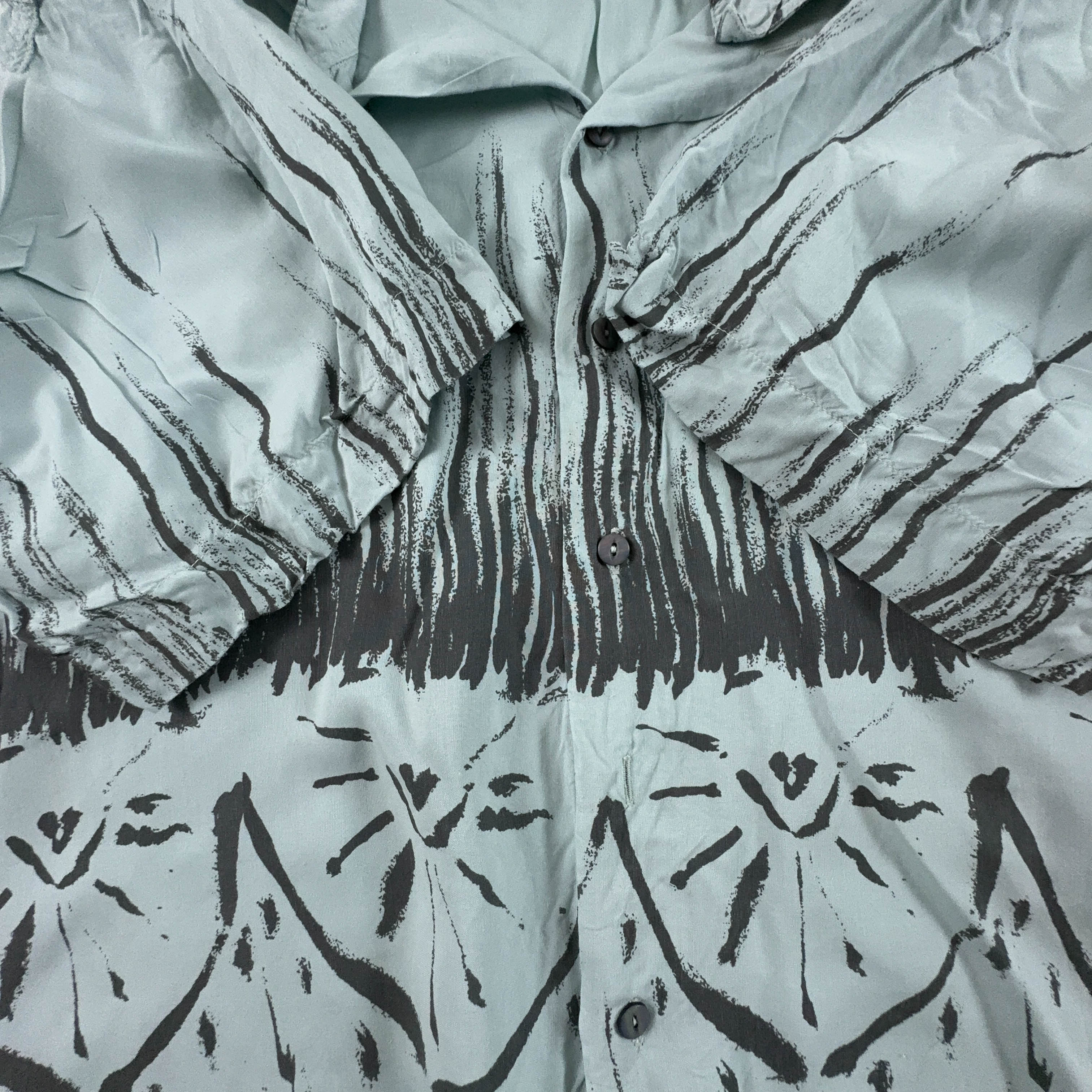 Camicia Vintage azzurra a fantasia astratta - Taglia 39 40 M uomo