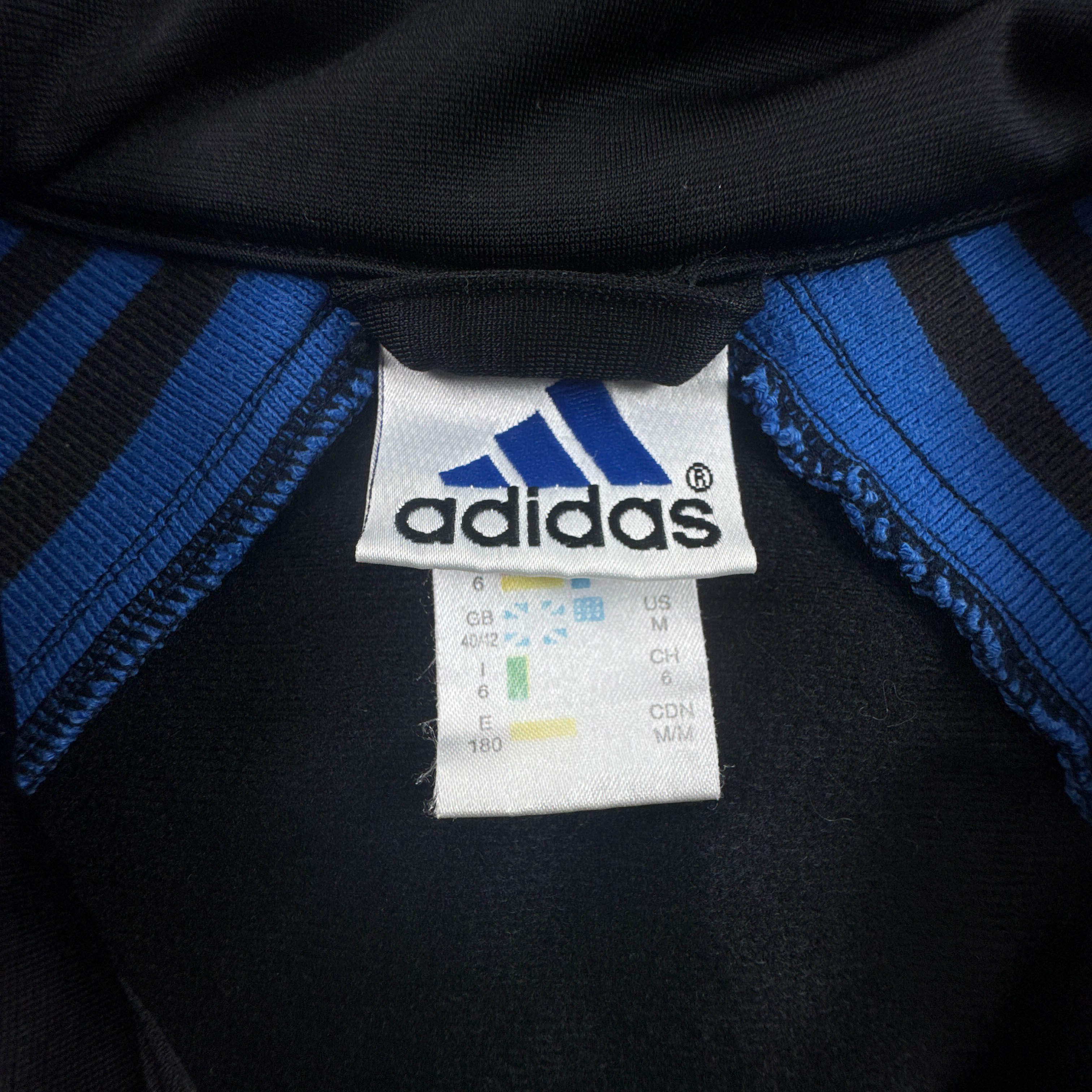 Felpa Adidas Vintage nera grigia e blu con zip e ricamo anni 80 90 - Taglia L uomo