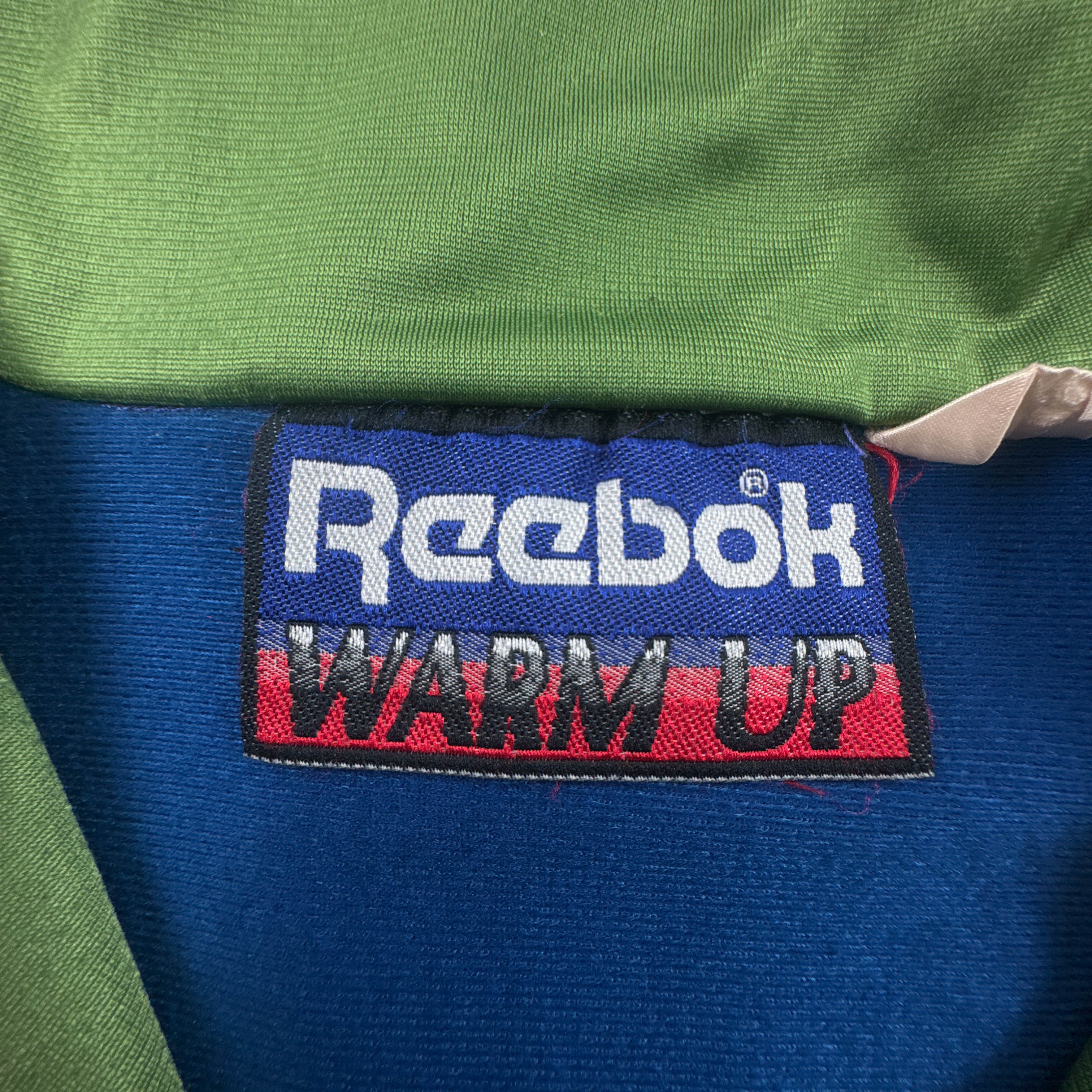 Felpa Reebok Vintage verde blu e viola con zip intera anni 80 90 - Taglia L/XL uomo