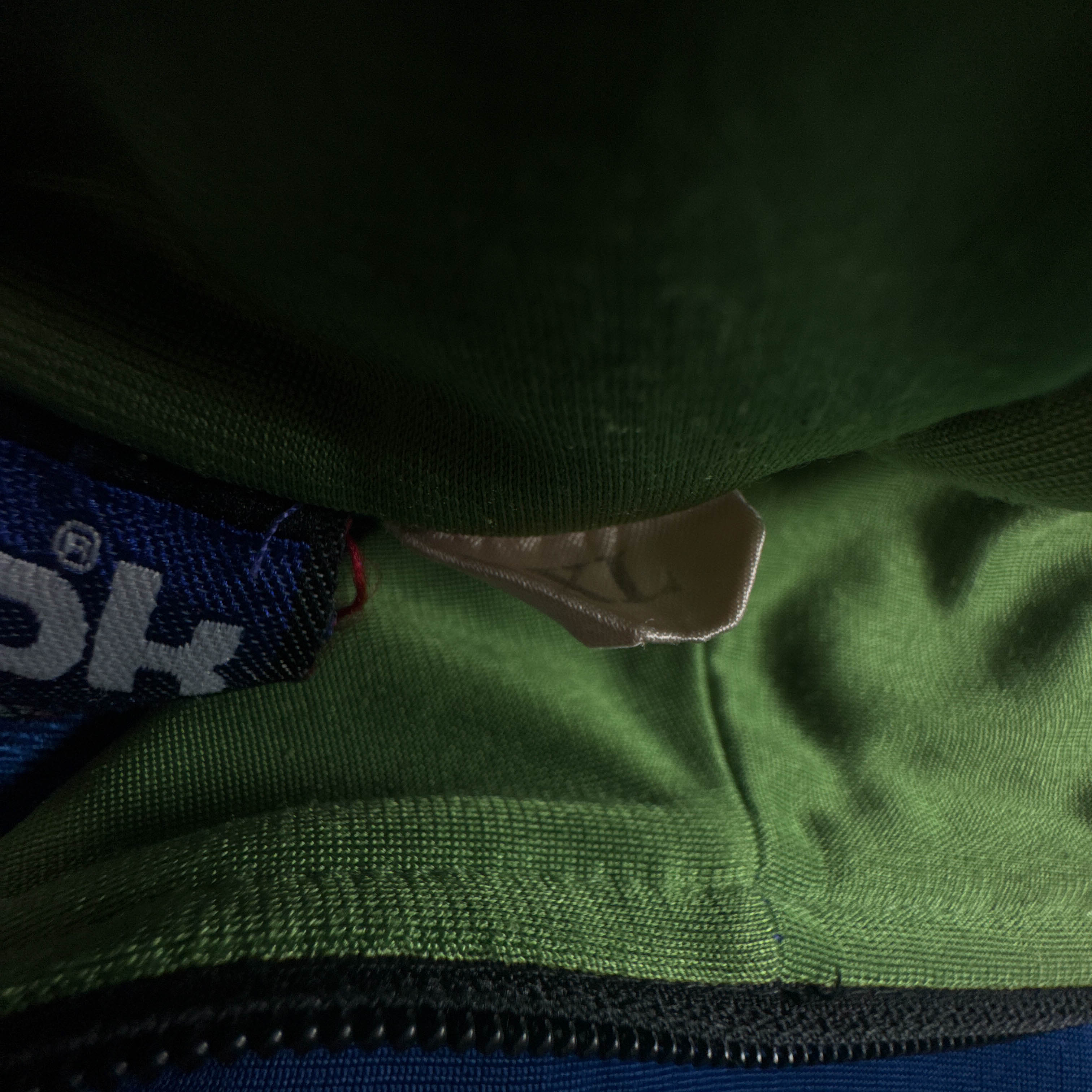 Felpa Reebok Vintage verde blu e viola con zip intera anni 80 90 - Taglia L/XL uomo